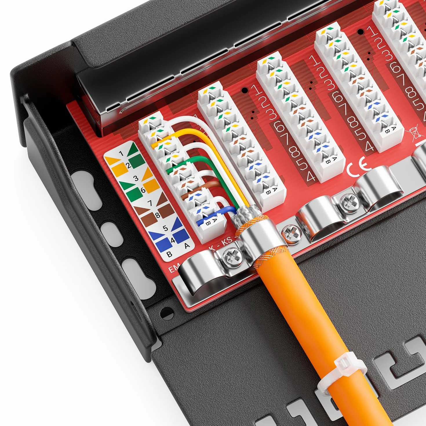deleyCON CAT 6a Patch Panel Krosownica 8 Portów - na Biurko i na Ścianę Ekranowany 8x RJ45 Jack - TIA568A TIA568B - Czarny