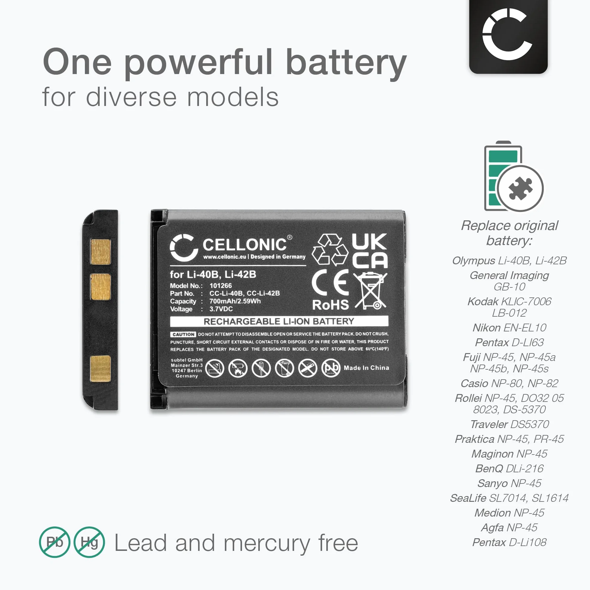 CELLONIC 1x bateria do nawigacji GPS/kompatybilna z Bosch Nyon, S6EA, 150906AAWW017 - (700mAh, 3,7V)