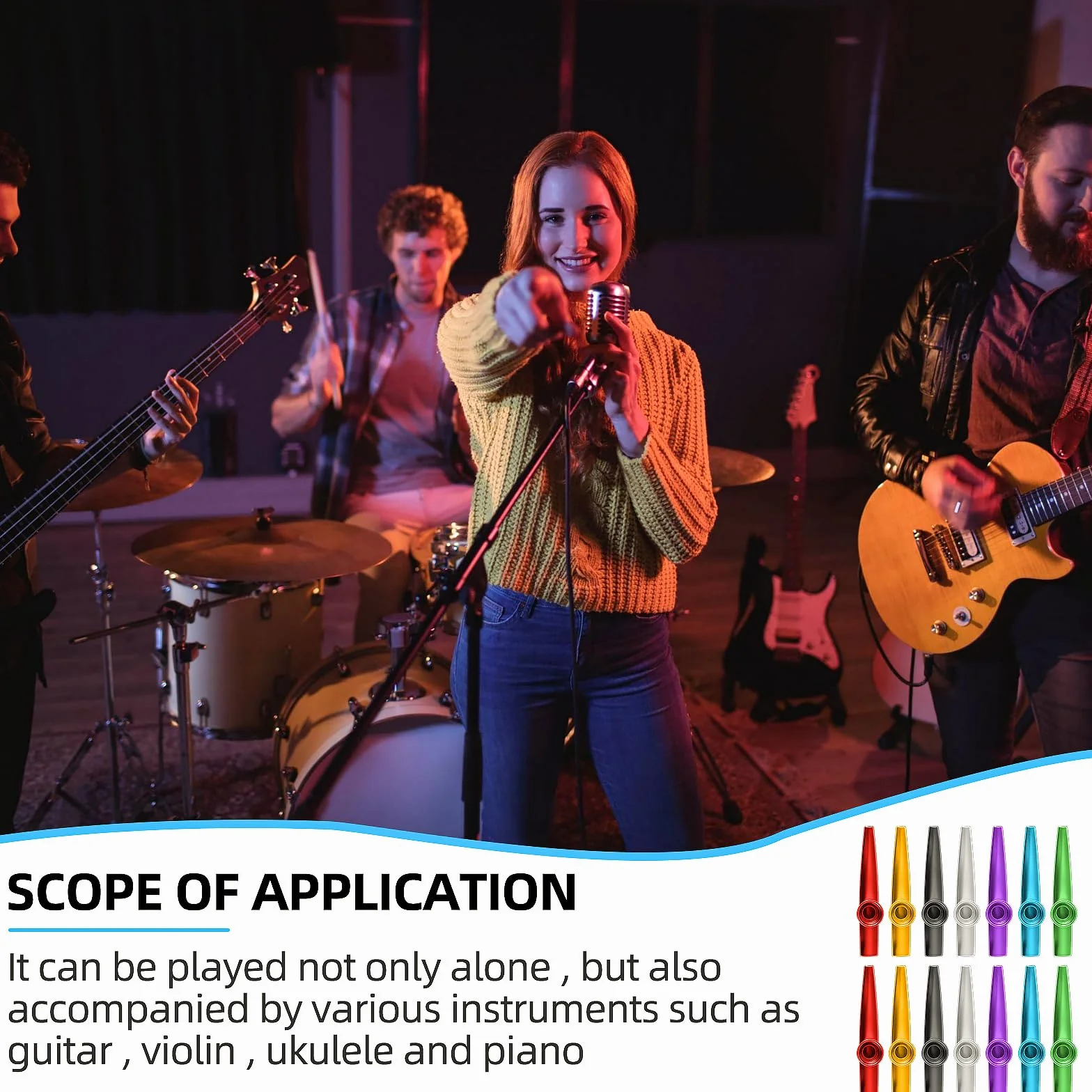 Kazoo zestaw 14 instrumentów muzycznych ze stopu aluminium – instrumenty muzyczne w 7 kolorach dla dzieci, miłośników muzyki, początkujących - prezenty na imprezę