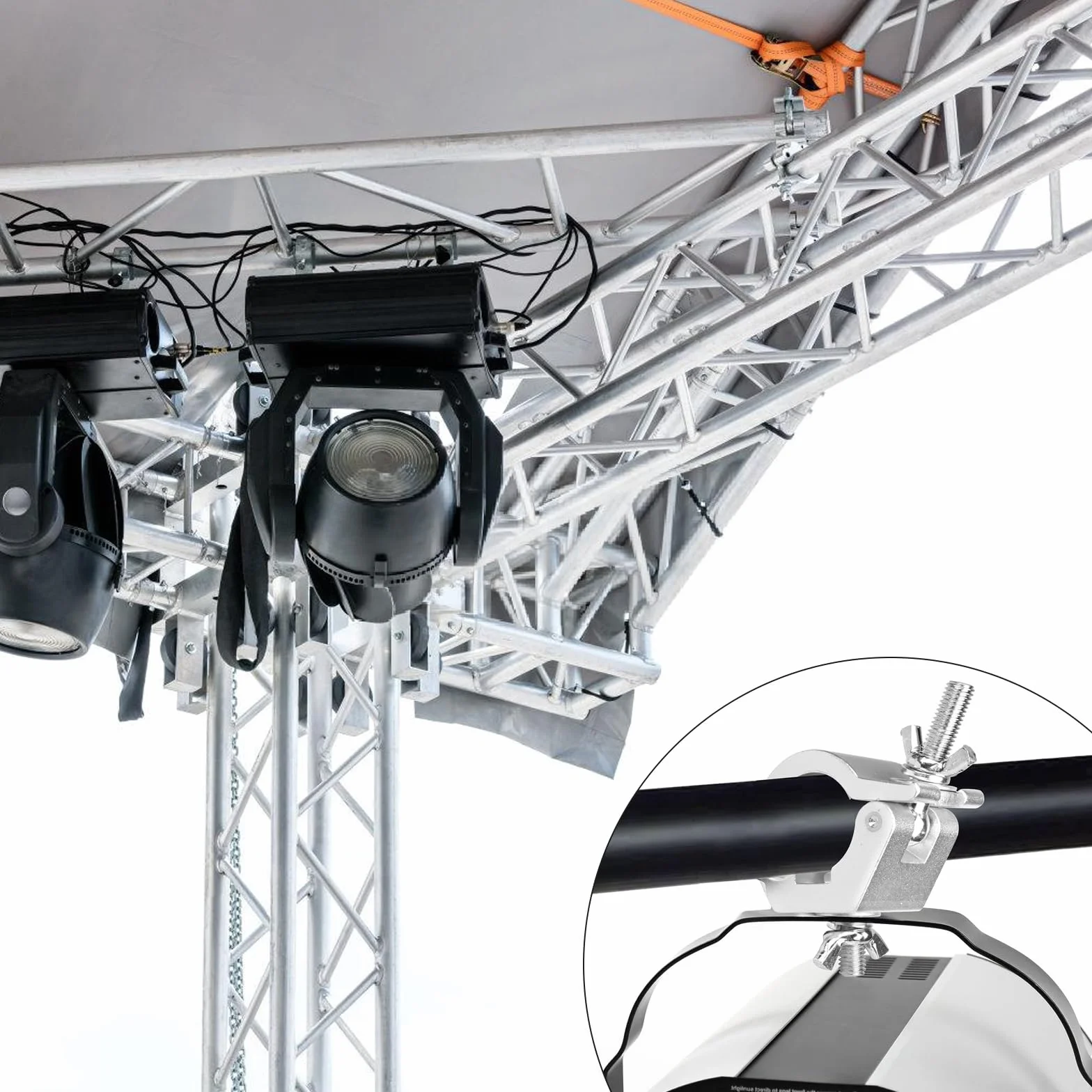 8 sztuk Zacisk do oświetlenia scenicznego, zacisk kratownicy 28-35 mm, zaciski do oświetlenia scenicznego, haki ze stopu aluminium do belek kratownic zaciskowych nośność 80 kg do standardowych
