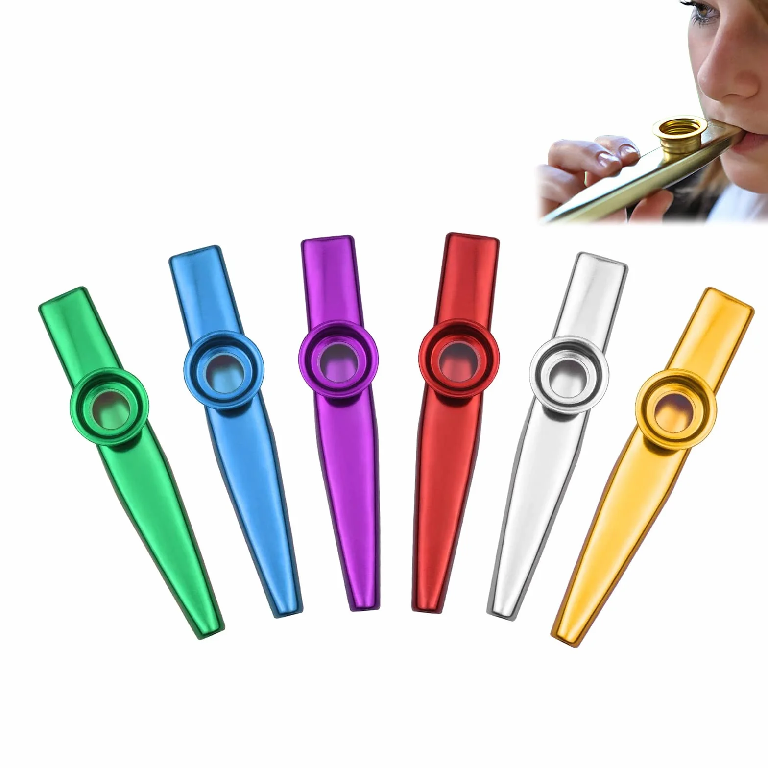 Kazoo metalowe, instrument Kazoo, Cazou, Kasoo, Kazoo dla dzieci, Kasouza, Kazu, złoto + srebro, instrument Kazoo z stopu aluminium, Kazoo dla dzieci, prezent, towarzyszenie (6 kolorów)