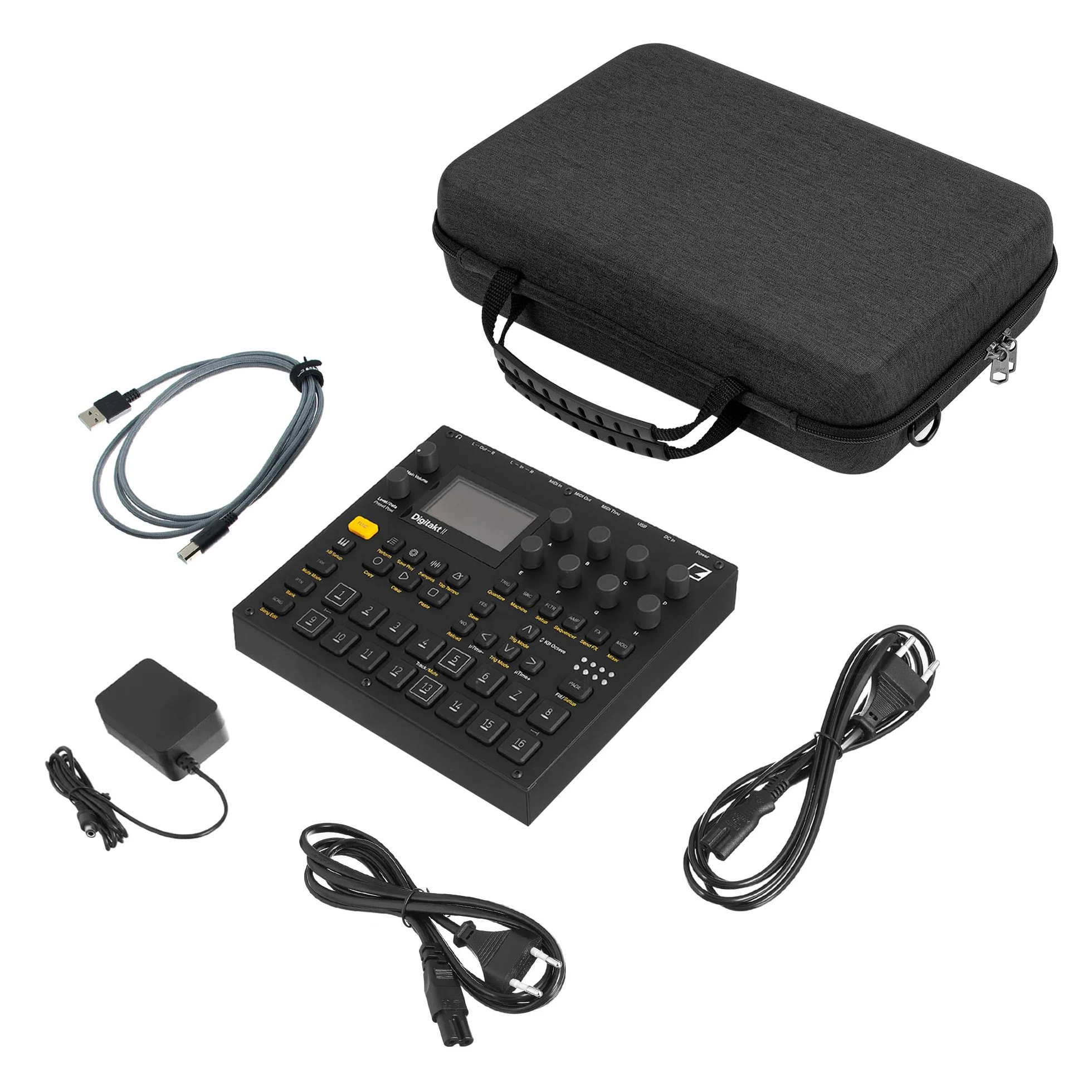 GEEKRIA Etui do przenoszenia interfejsu audio, kompatybilne z Elektron Digitakt II/Digitone II/Syntakt 12 / Analog Heat MKII/Hard Shell torba podróżna (ciemnoszara)