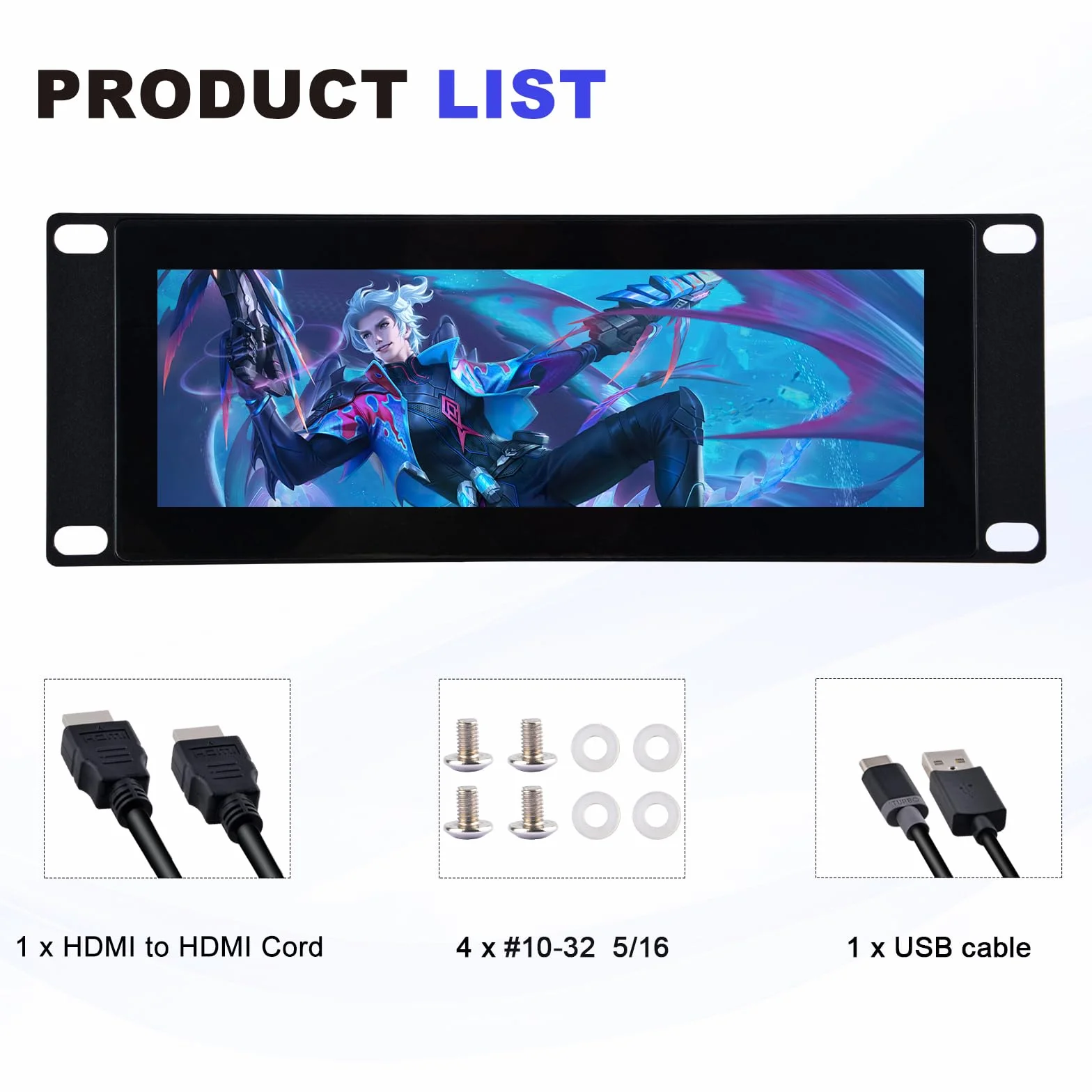 GeeekPi 7.84 calowy 1280 x 400 Pojemnościowy ekran dotykowy LCD Monitor do montażu na regał DeskPi RackMate T0/T1/T2 Szafka serwerowa