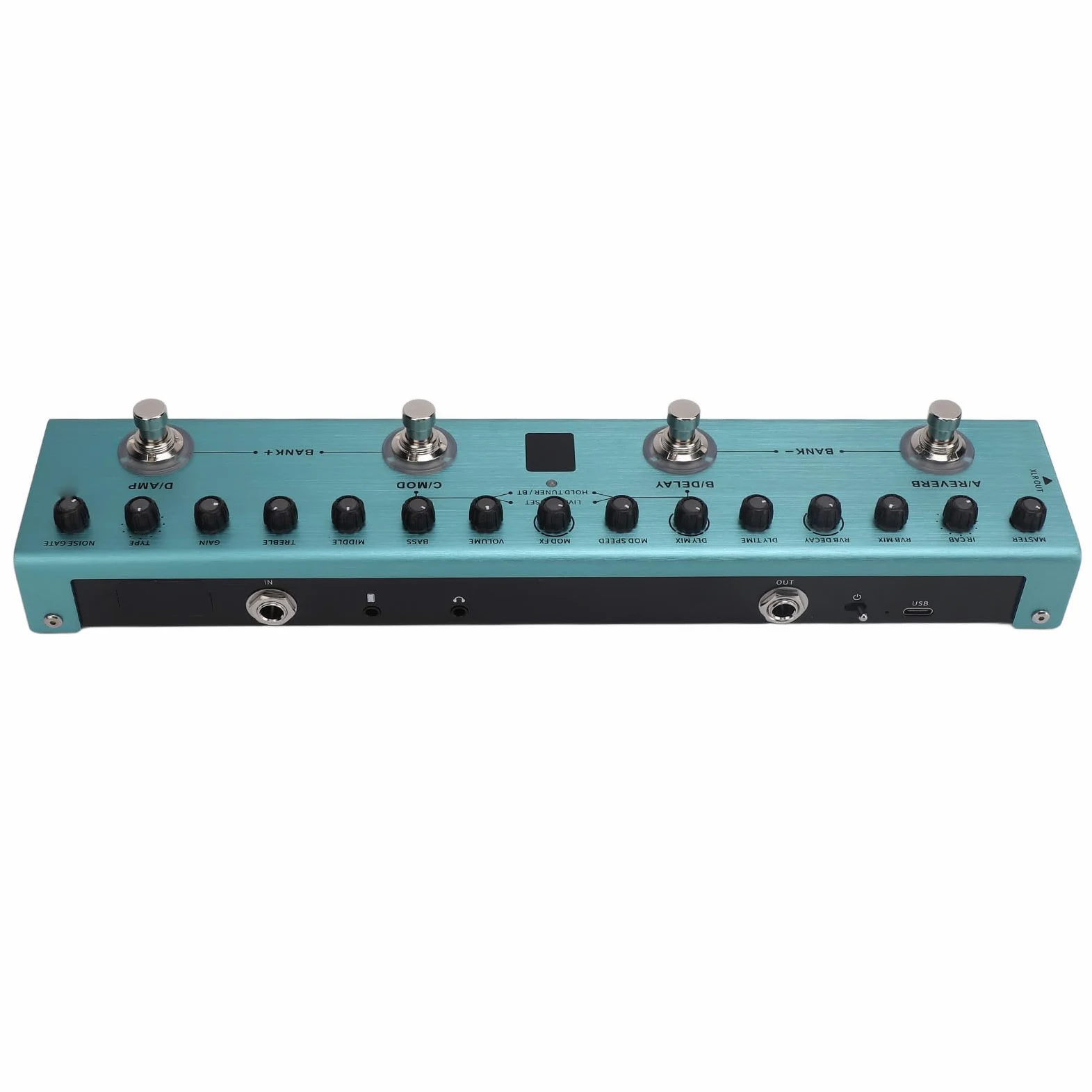 POENVFPO Digital Guitar Multi Effect Pedal z 36 Edytownymi Ustawieniami, Wzmacniacz Opóźnienia Pogłosu, Nagrywanie Smartfonów, Monitorowanie Słuchawek