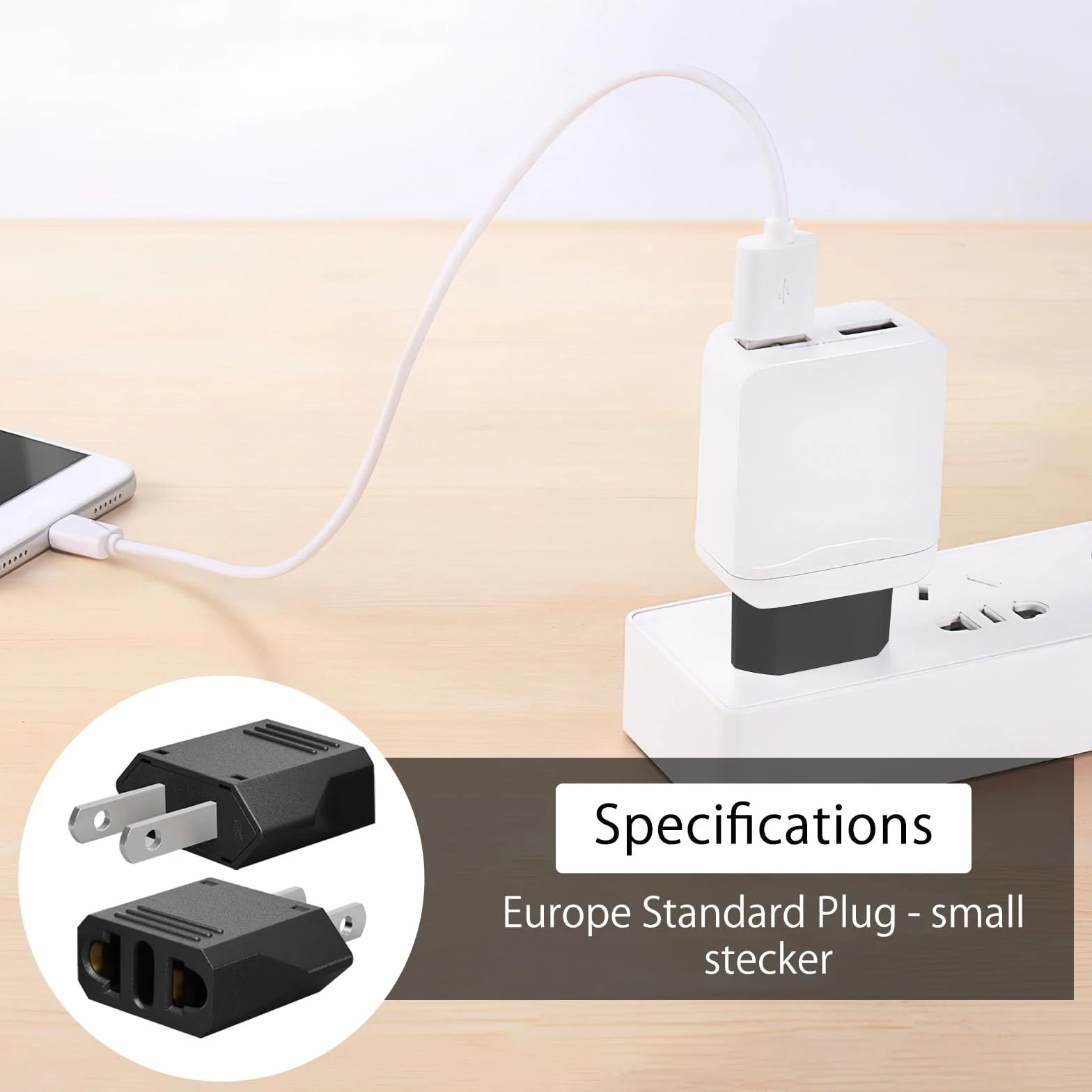 TNSLAND 4 szt. adapter podróżny USA, adapter sieciowy wtyczka USA Niemcy, wtyczka USA, adapter wtyczka, wtyczka USA, adapter do UE, Ameryki/Kanada/Meksyk/Japonia, 2 piny, uniwersalny adapter