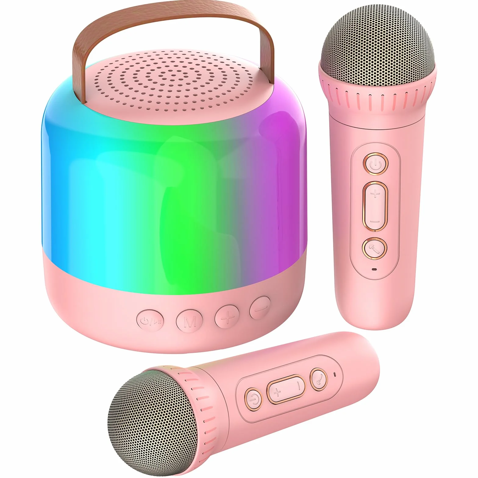 AIUNAOM Karaoke Mikrofony dla Dzieci, 2 Mikrofony, Przenośny Głośnik Bluetooth z LED, 5 Efektów Dźwiękowych, Idealna Zabawka dla Chłopców i Dziewczynek na Święta i Uroczystości