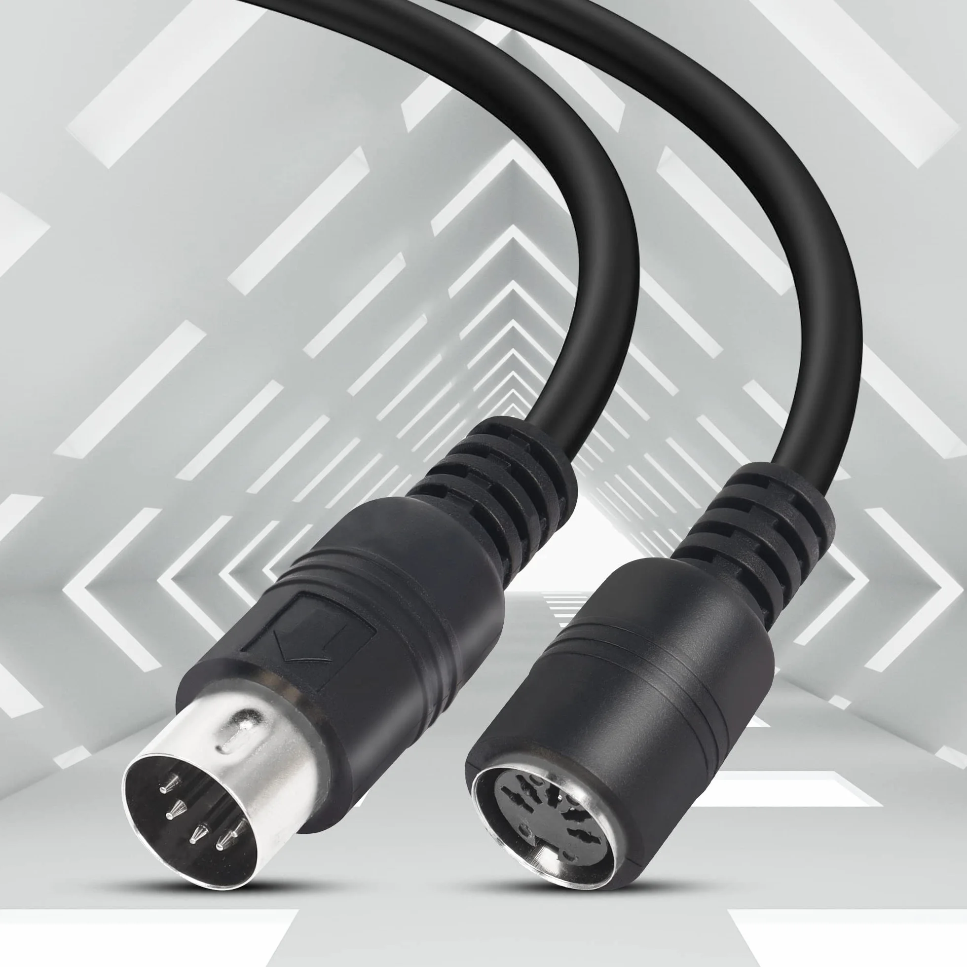 Kabel przedłużający MIDI DIN 5-pinowy męski na żeński kabel audio do syntezatora klawiatury MIDI, organów, fortepianu elektrycznego, gitary MIDI (50 cm)