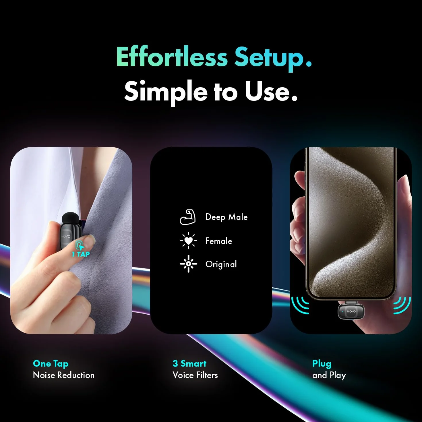 Movo NanoMic Dual USB-C bezprzewodowy mikrofon do iPhone 15/16+, Android, iPad Pro i laptopów – idealny do vlogowania i TikTok