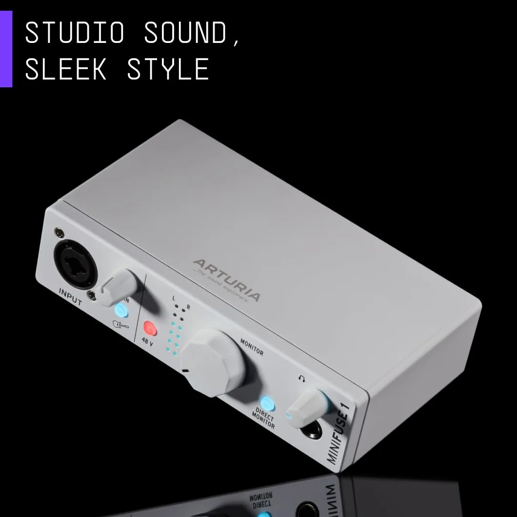 Arturia - MiniFuse 1 - Kompaktowy interfejs audio USB z kreatywnym oprogramowaniem do nagrywania, produkcji, podcastów, gitary - biały
