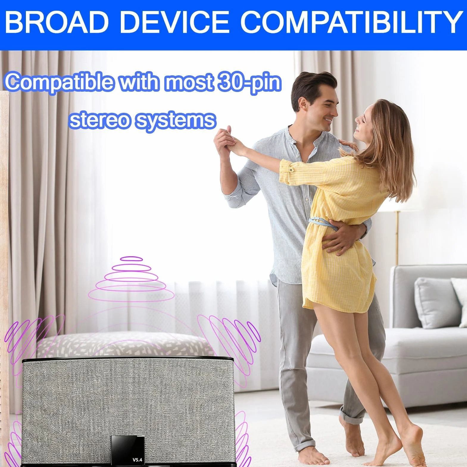 30-pinowy adapter Bluetooth 5.4 do Bose SoundDock, przenośny mini odbiornik muzyczny do iPhone'a/iPoda, 30-pinowe stacje dokujące do odtwarzaczy muzycznych, nie nadaje się do samochodów ani motocykli