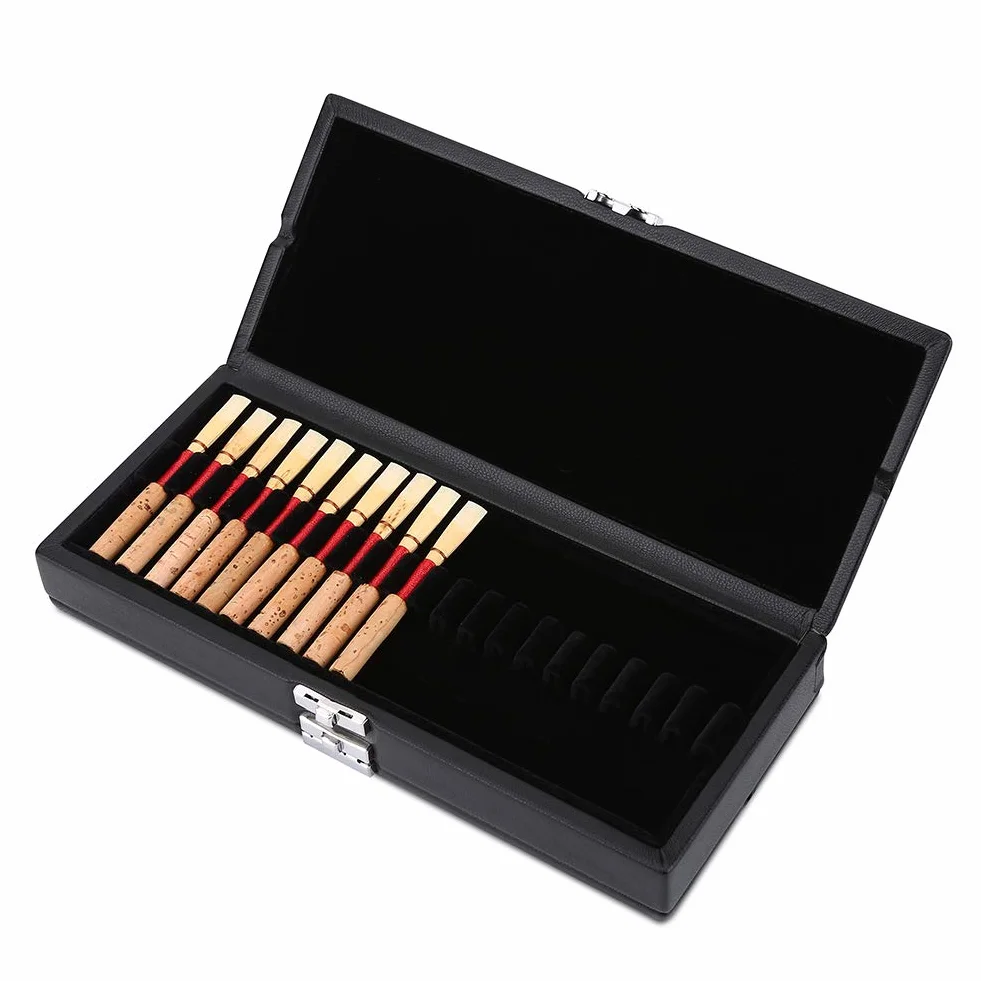 Oboe Reed Case, Oboe Reed Case, Oboe Reed Fall, drewno + skóra PU, 2-warstwowe pokrycie, uchwyt do przechowywania klonu, pudełko do przechowywania 40 szt. Oboe Reeds