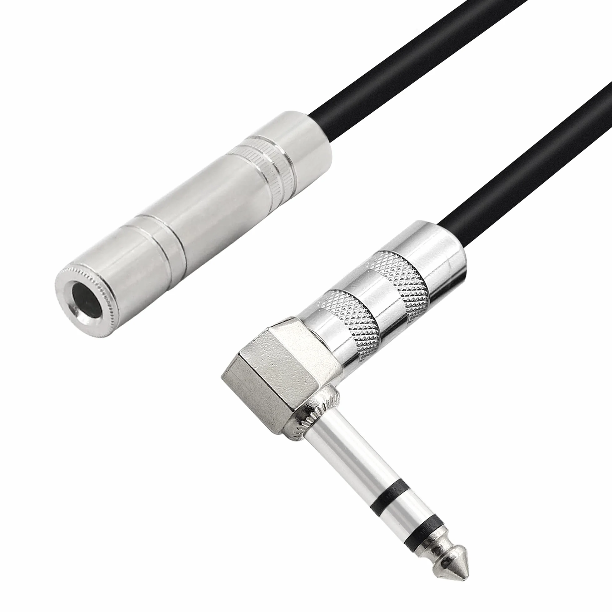 Przedłużacz stereo 1/4 cala kąt prosty 6,35 mm męski na żeński kabel audio stereo TRS do wzmacniaczy, gitar i sprzętu do kina domowego itp. (2 m)