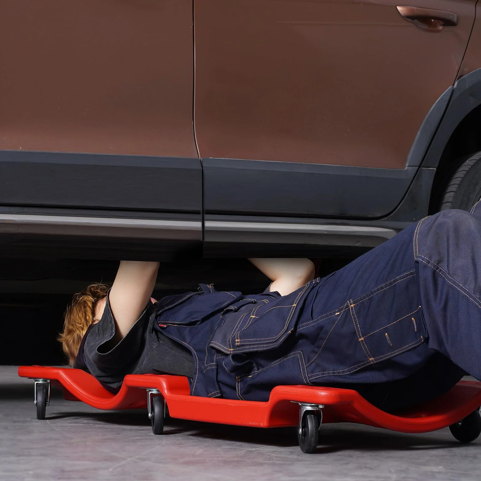VEVOR Stół obrotowy dla mechanika z tworzywa sztucznego 914 mm nośność 158,8 kg, HDPE warsztat samochodowy ergonomiczna konstrukcja, wyściełany zagłówek dwie tacki narzędziowe