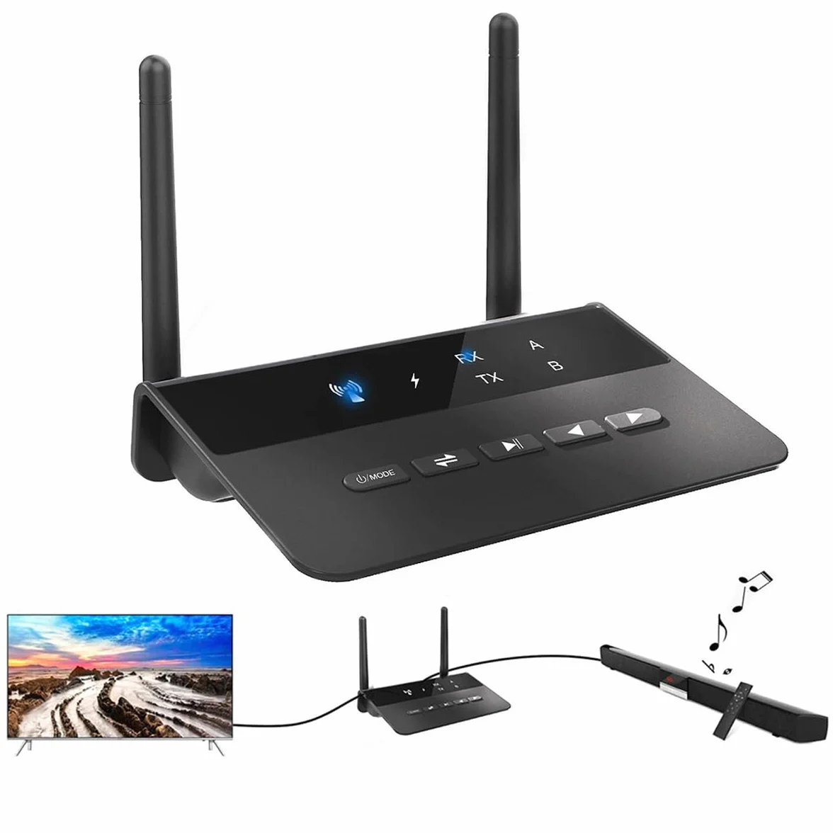 Nadajnik i odbiornik Bluetooth Namvo 2 w 1 obs?uguje ??cze Bluetooth 3,5 mm do telewizora, domowego stereo, s?uchawek BT, telefonu