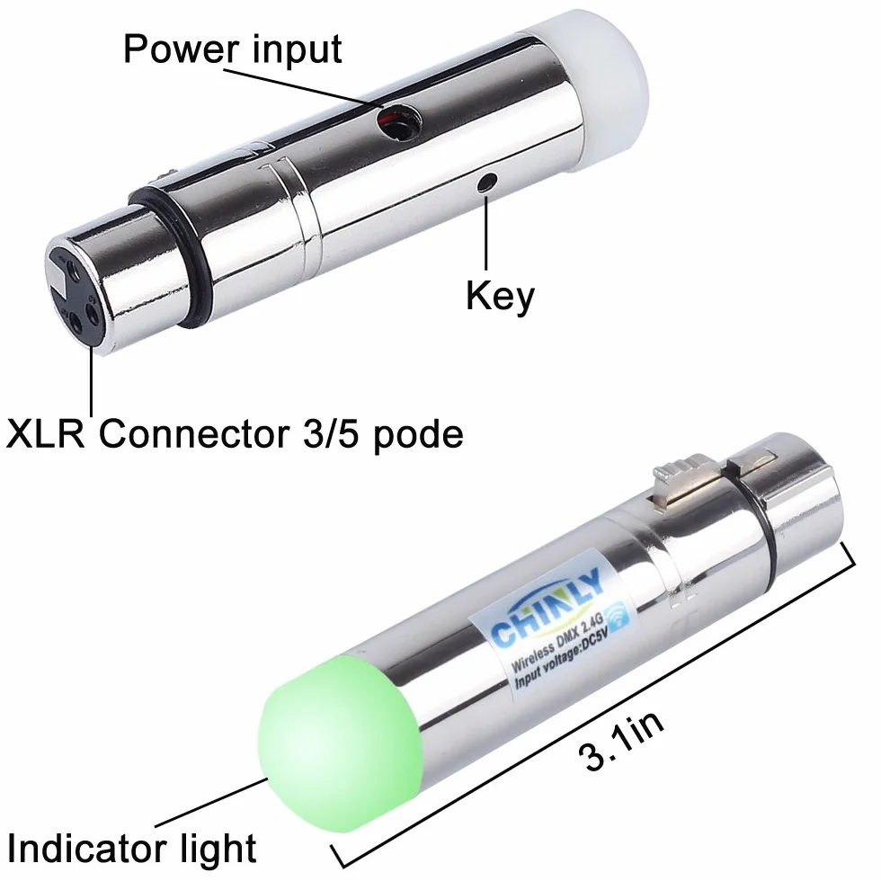 XLR nadajnik/odbiornik DMX512 2,4 GHz ISM z anteną do oświetlenia scenicznego 1 Sender 7 Empfänger