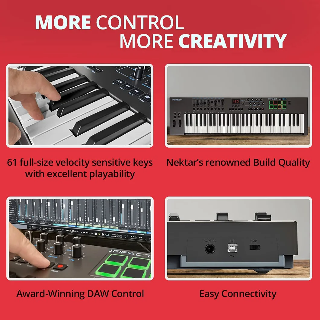 Nektar Impact LX61+ kontroler klawiatury USB MIDI z integracją DAW