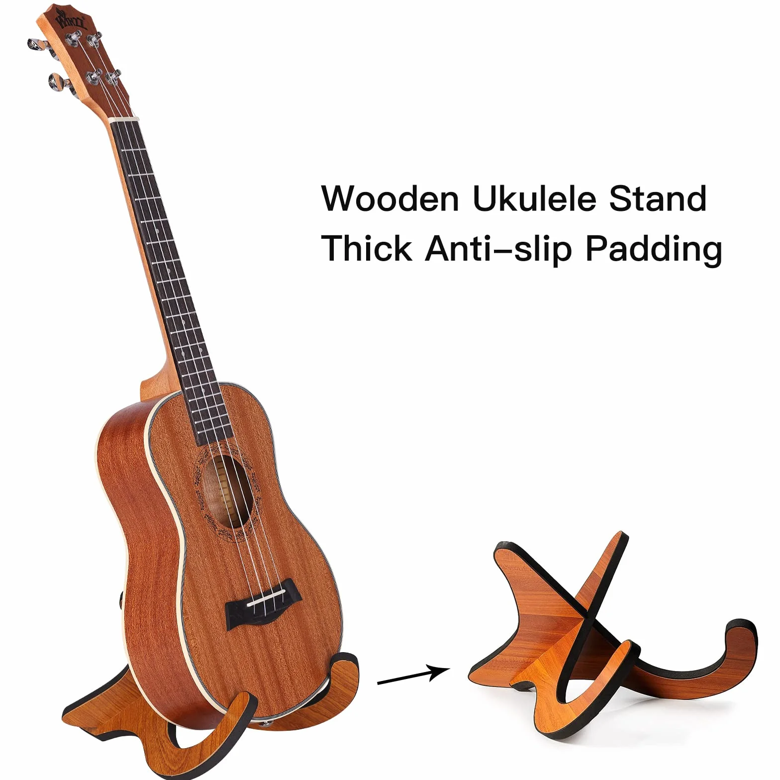 Winzz Tenor Ukulele dla dorosłych, zestaw startowy, 66 cm, ze stojakiem na ukulele i kapodelem (mata mahońowa)