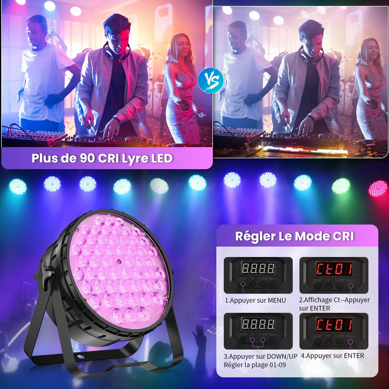 BETOPPER Stage Lights stroboskopowe oświetlenie sceniczne LED, RGBW 4 w 1, DMX512, lekkie światło dyskotekowe, oświetlenie DJ na imprezę, wesele, do klubu, baru, pokazu, 4S