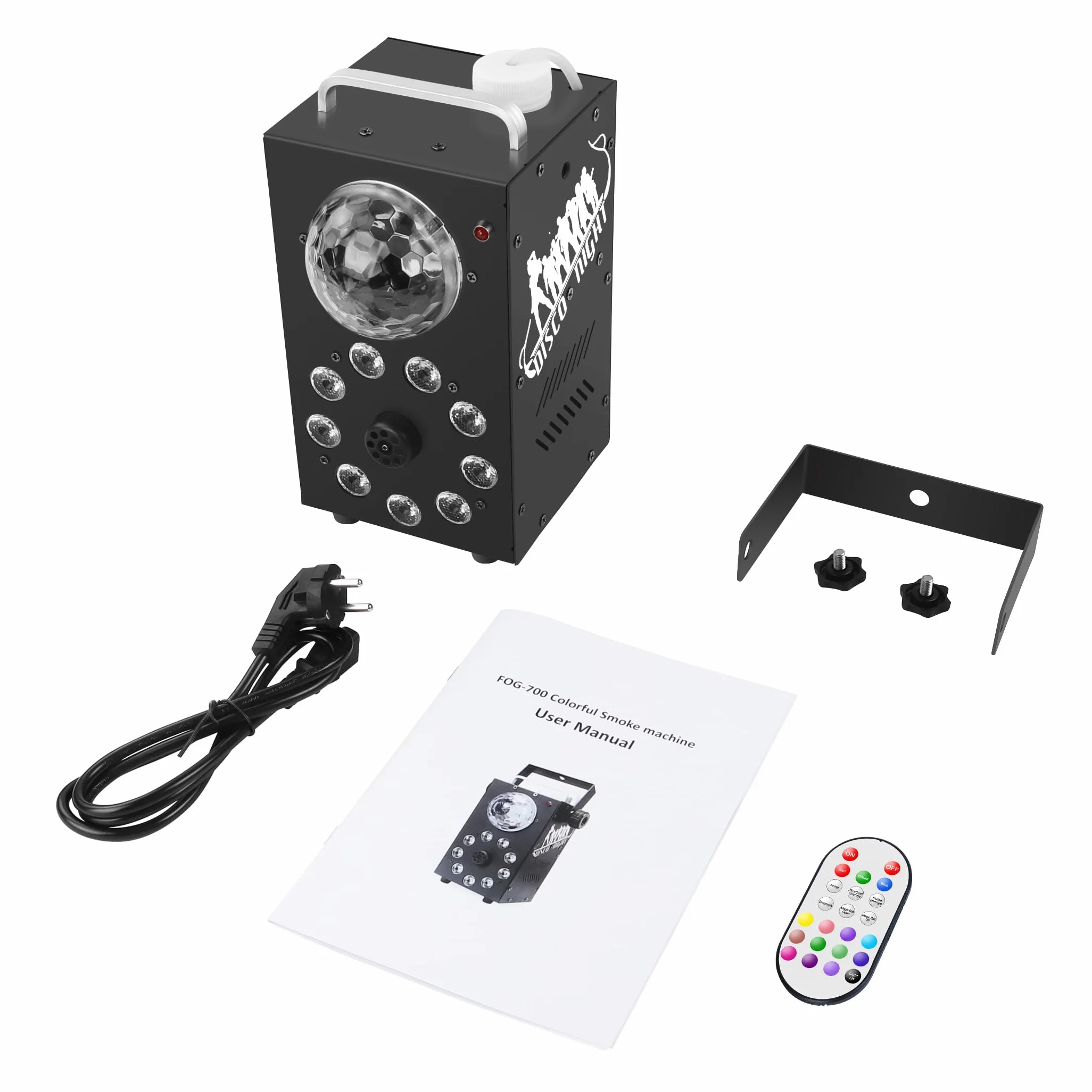 Maszyna do wytwarzania mgły, 700 W, kula dyskotekowa LED, z pilotem zdalnego sterowania, przenośna maszyna do mgły, nadaje się na Boże Narodzenie, Halloween, imprezę, wesele