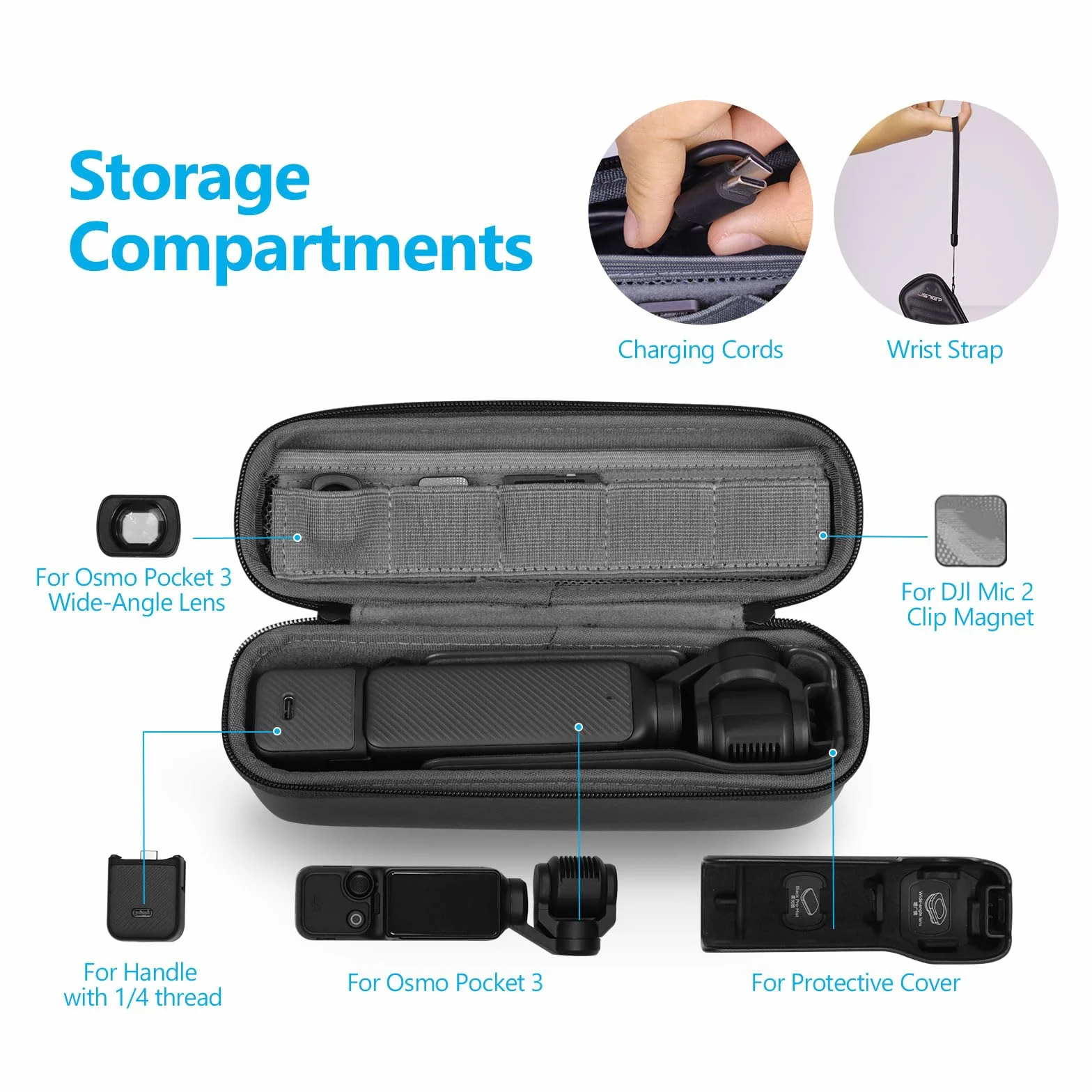 Futerał Ochronny JSVER do Akcesoriów DJI Osmo Pocket 3 Creator Combo,Pojemna Torba Ochronna do Przenoszenia i Przenośny Futerał Podróżny