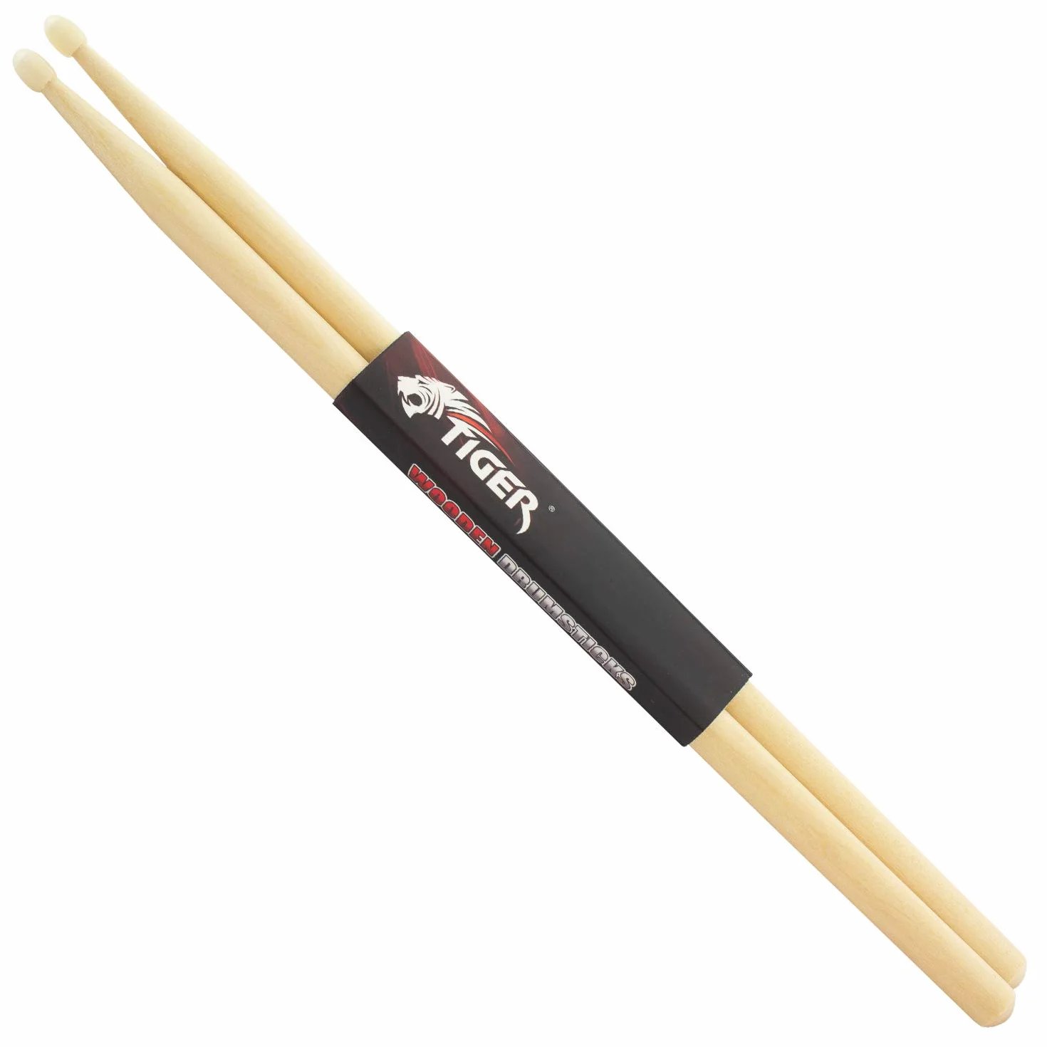 Tiger 7A Maple Drumsticks with Nylon Tips - Wooden Drum Sticks - Pair of Nylon Tip Drumsticks