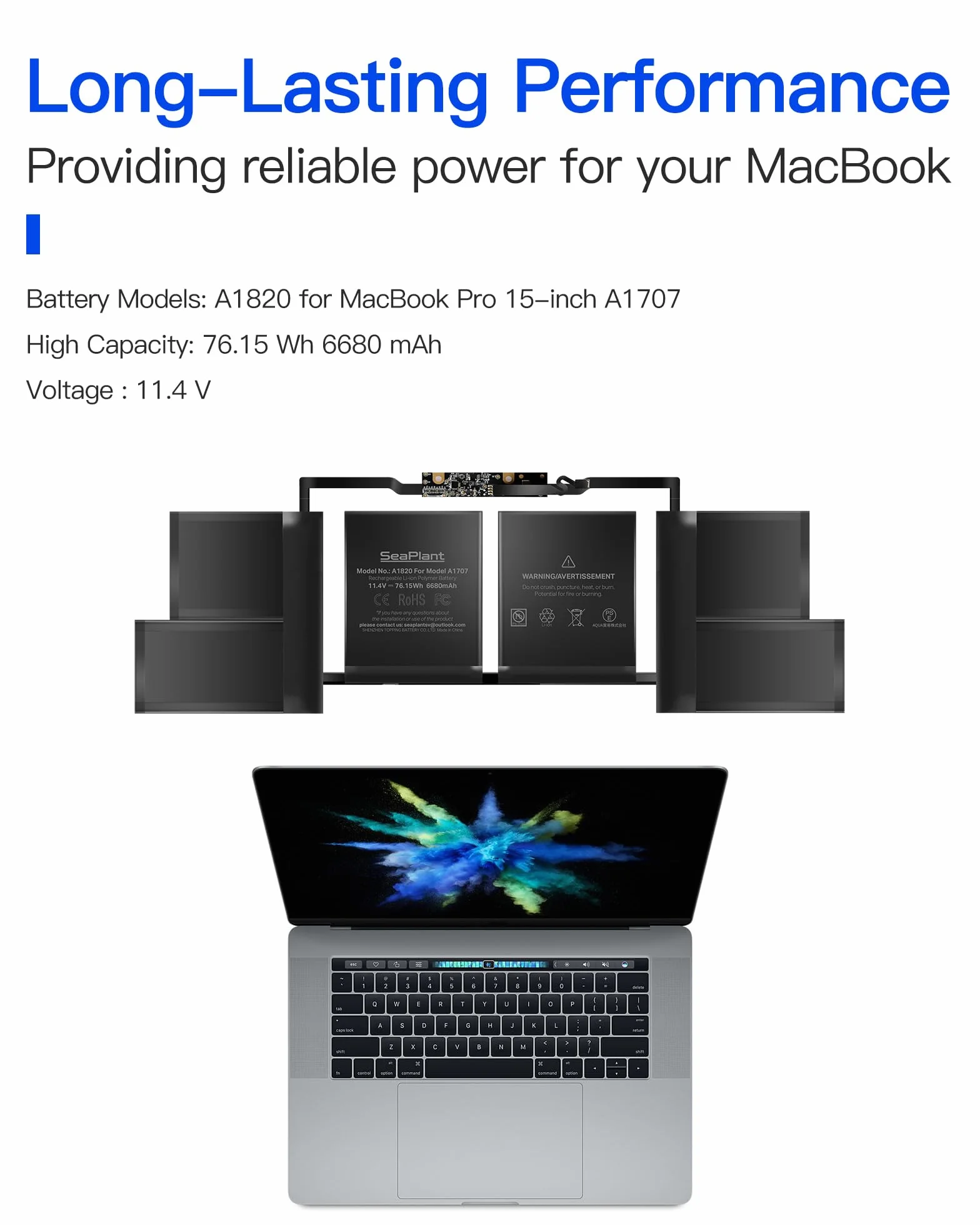 A1707 Bateria do MacBook Pro 15 cali A1707 (2016, 2017) Bateria A1820