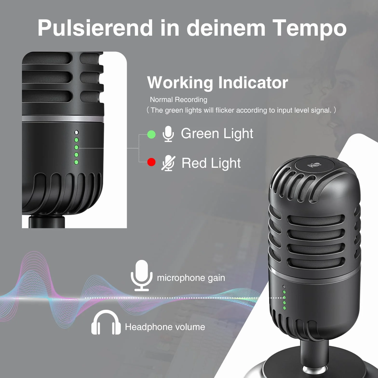 Mikrofon PC, mikrofon strumieniowy do PC, PS4, PS5, kondensacyjny mikrofon USB C do gier, podcastów, nagrywania, streamingu, wyciszenia/wzmocnienia, adapter do telefonu, kompatybilny z Mac, Winows