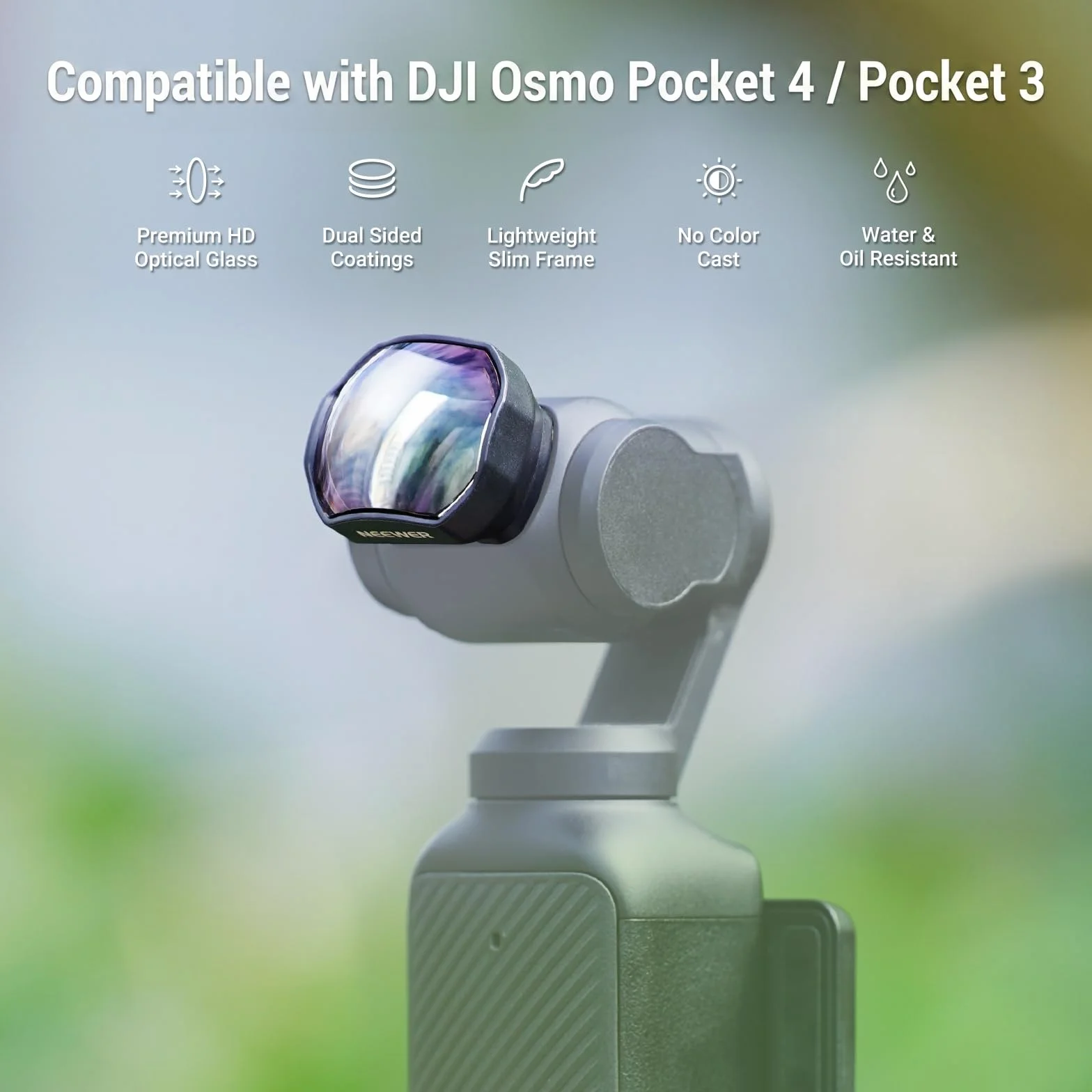 NEEWER 2x telekonwerter kompatybilny tylko z DJI Osmo Pocket 3, 4 elementy i 3 grupy wielowarstwowe szkło optyczne HD soczewki magnetyczne, akcesoria do kamery akcji i stabilizatora, LS-84