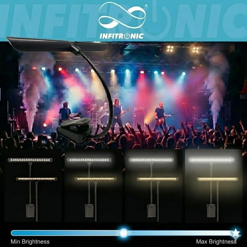 Infitronic IN18LEDNL Lampka Fortepianowa, Czarny, 18 Diod