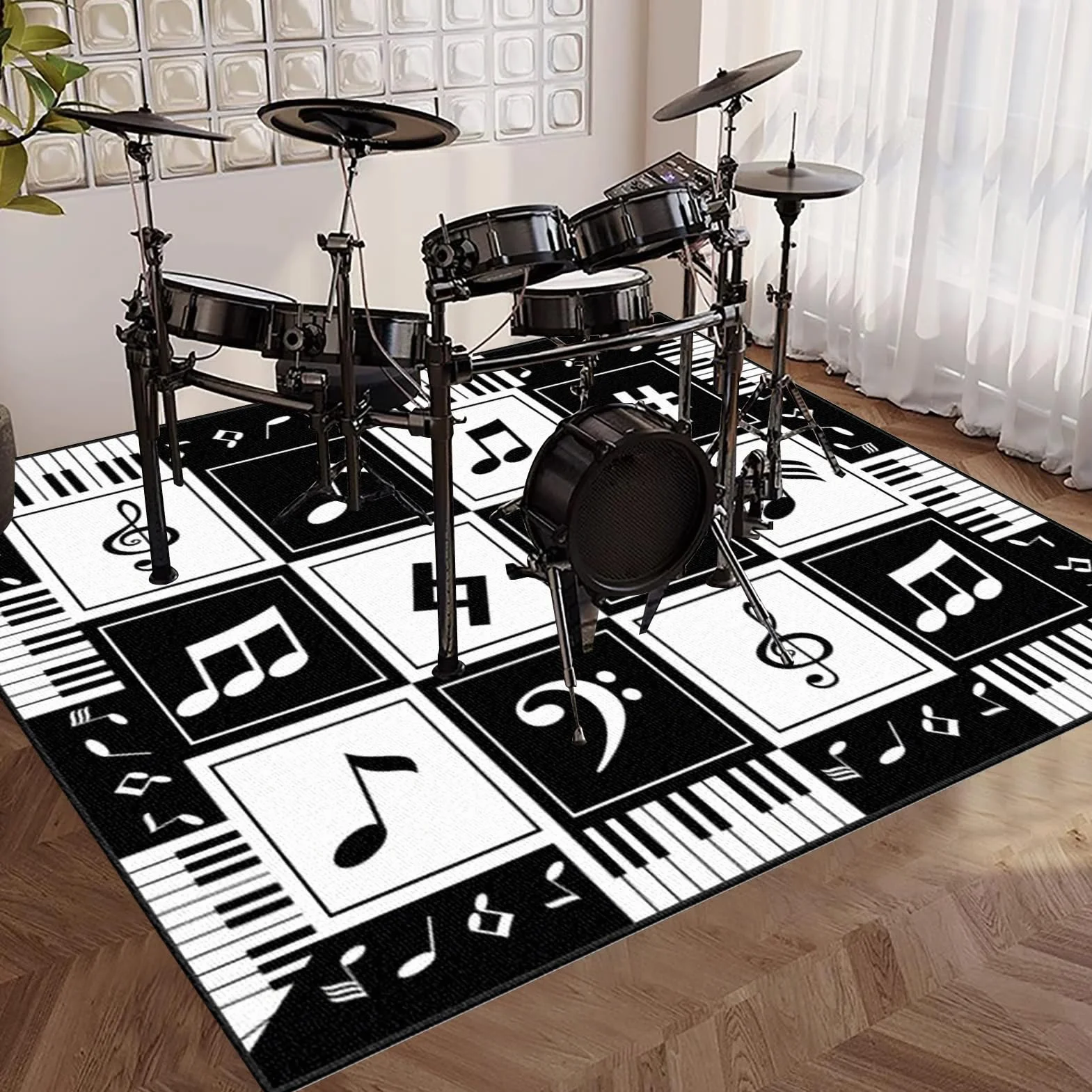 Dywan perkusyjny, mata perkusyjna, antypoślizgowy dźwiękoszczelny dywan 120 x 90 cm, profesjonalny prostokątny elektroniczny zestaw perkusyjny jazzowy, dywan perkusyjny do ochrony podłogi