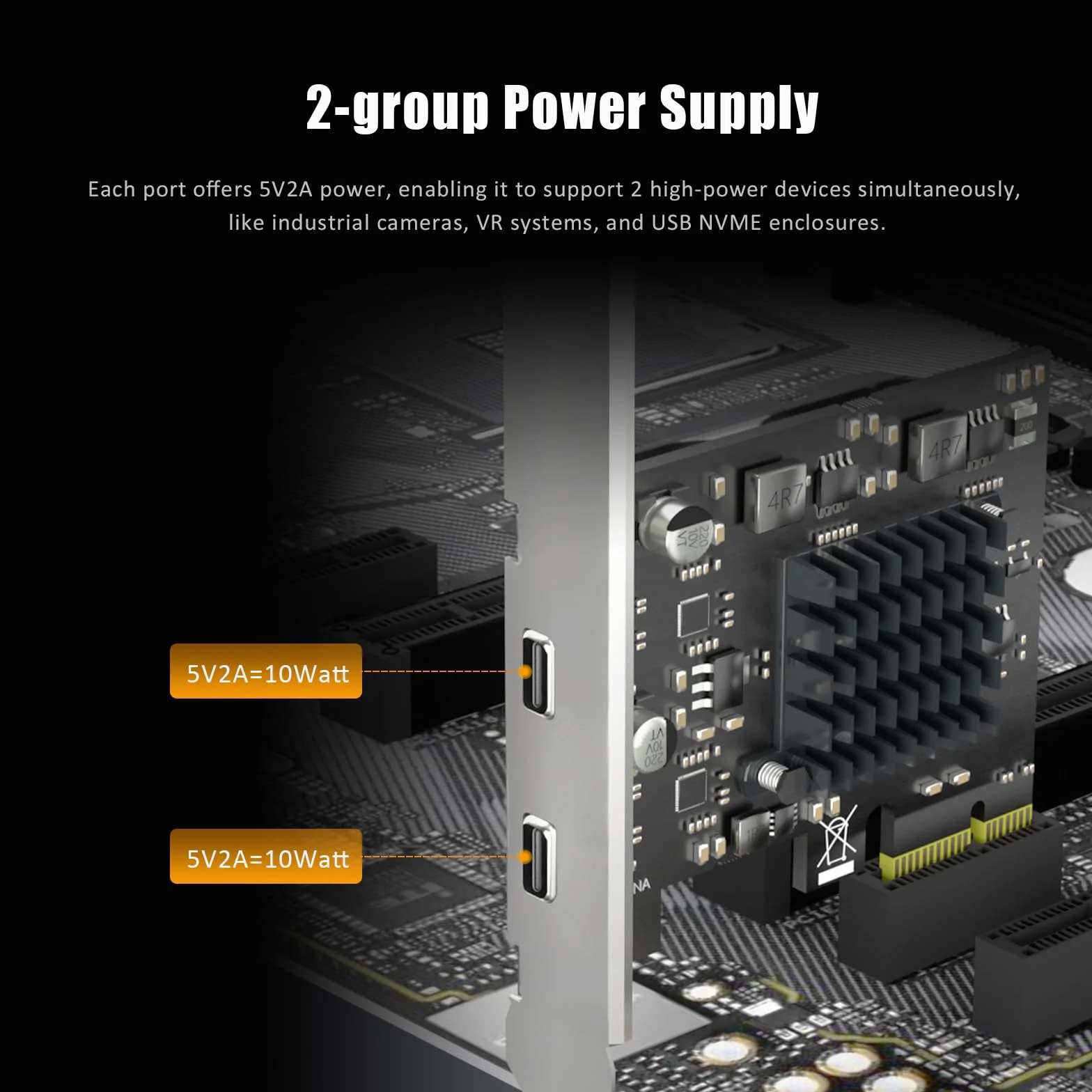 GLOTRENDS U3142X1 2 porty karta rozszerzeń USB PCIe 10Gb, 2 porty USB-C (USB 3.2 Gen 2), interfejs PCIe X1, kompatybilna z systemami Windows/Linux/macOS
