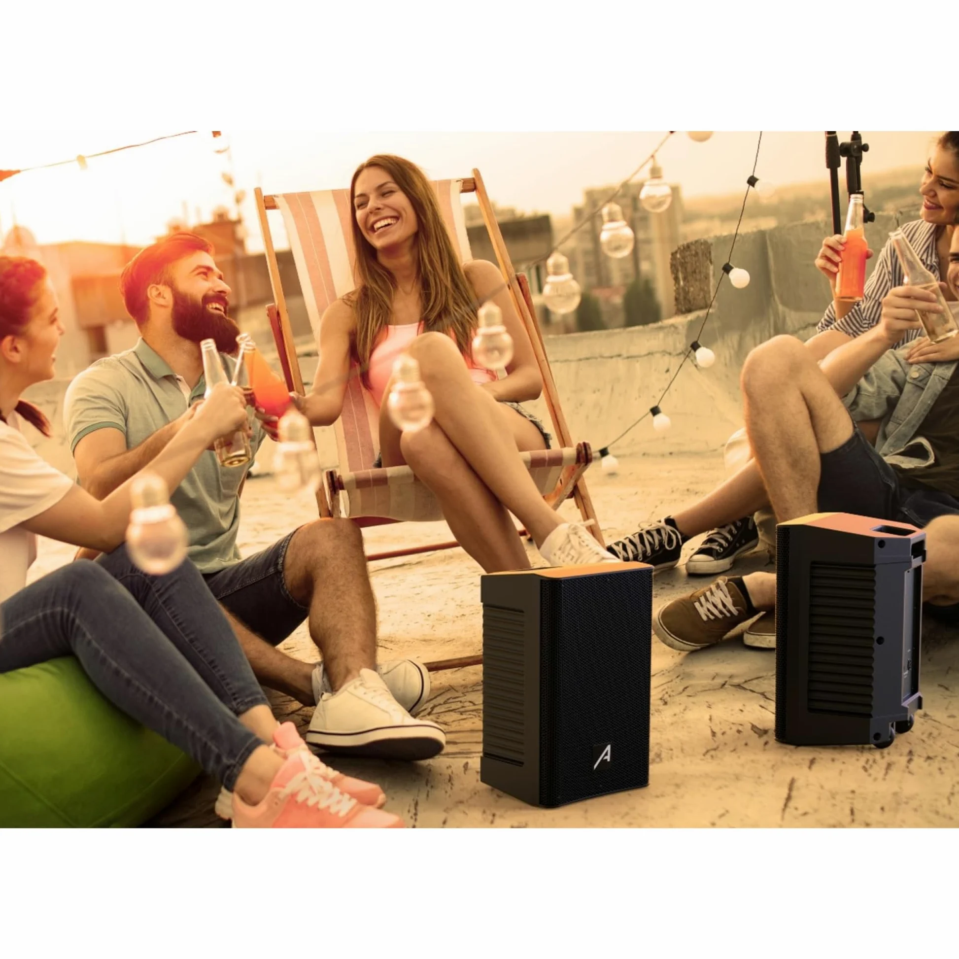 Audibax Freeport 210 - Zestaw 2 głośników aktywnych i pasywnych 10" - Moc 250W - Połączenie USB/SD/FM - Kabel zasilający głośnika i kontrolera w zestawie - Głośnik wzmacniający Bluetooth