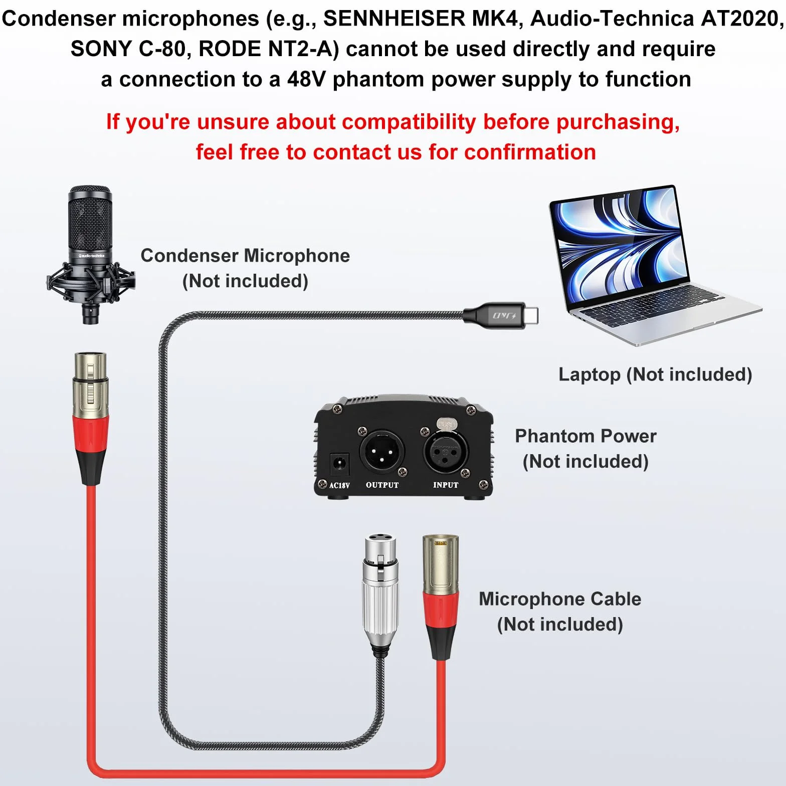 J&D USB C do XLR Mikrofonowy Kabel Audio, Pleciony, Żeński, 1 m