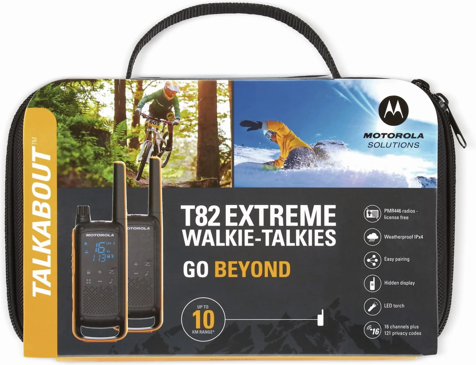 Motorola T82 Extreme Krótkofalówka, Czarny/Pomarańczowy, 2 Sztuki
