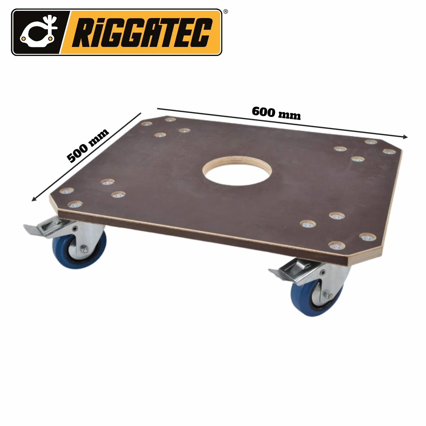 Profi-Rollbrett mit 450 kg Tragkraft | Hochwertige Schwerlast-Transporthilfe | 60x50x15cm Transportroller mit 2x Feststellbremse | Antirutsch-Rollwagen mit 21mm Siebdruckplatte | Dolly MADE IN GERMANY