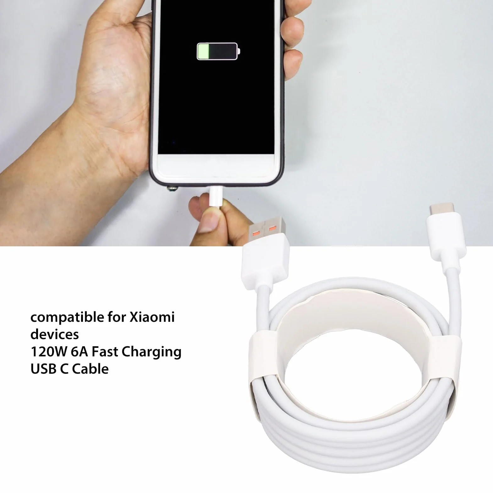 Kabel USB C, Szybkie ładowanie 120 W 6 A dla urządzeń 6,6 Stopy, Bezpieczeństwo Przede Wszystkim, z Zabezpieczeniem Przed Przeciążeniem, Zabezpieczeniem Przed Zwarciem