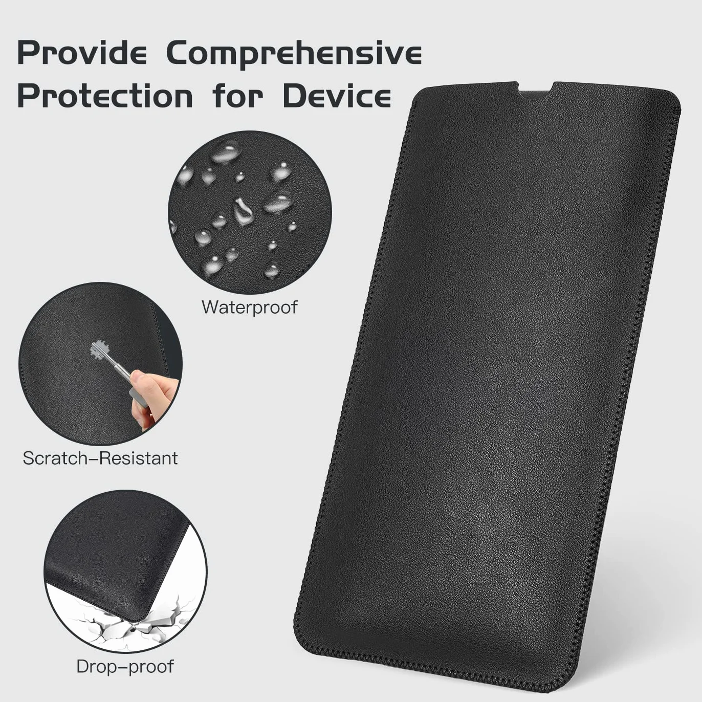 CaseBuy Etui na klawiaturę ze skóry PU Magic Keyboard Case Sleeve do Apple iMac M1 Chip Magiczna klawiatura z wyjściem Touch ID Model A2449 A2450 A1644, magiczna osłona klawiatury pokrowiec ochronny - czarny