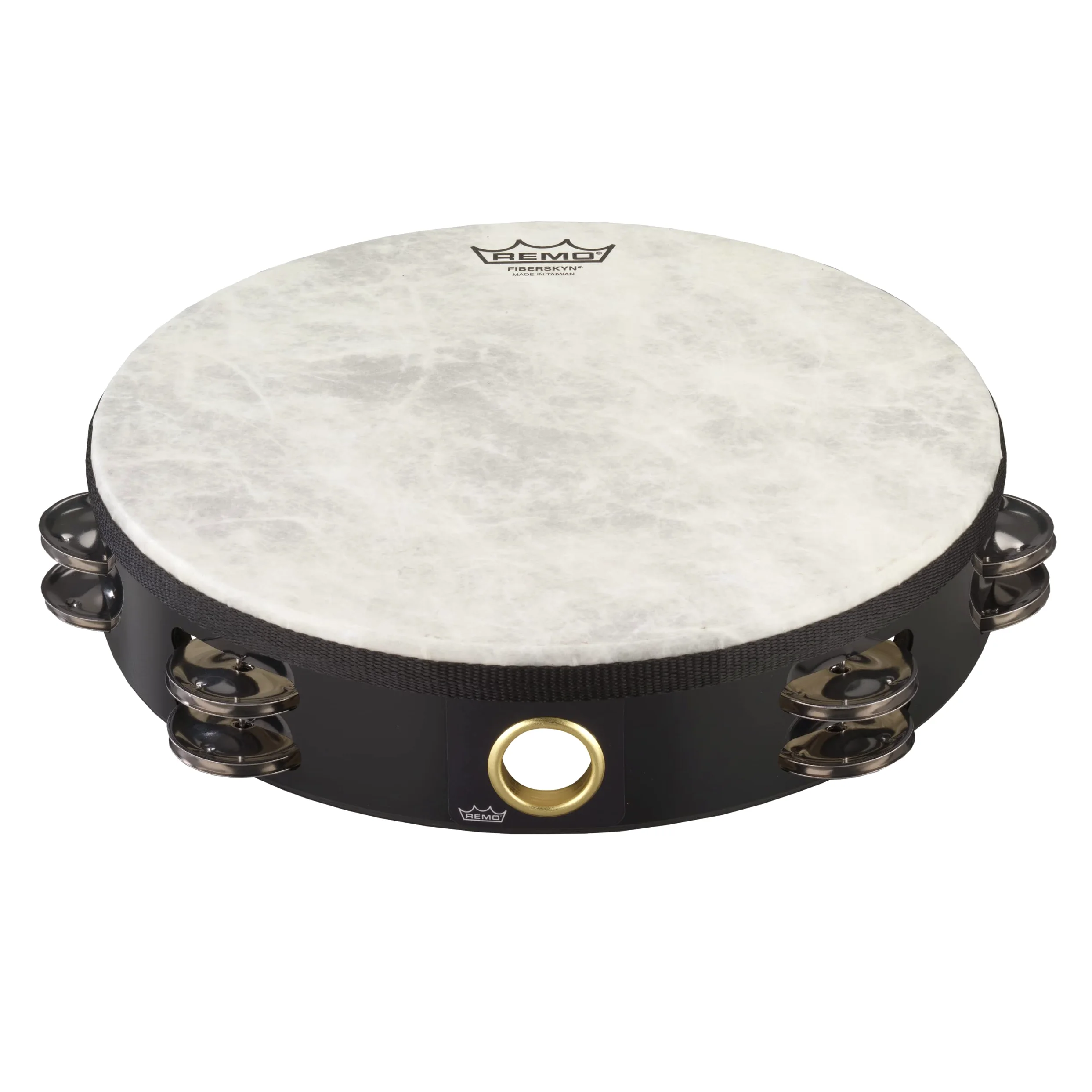 Remo World Percussion Tamburyn 10" Dwurzędowy – Rama Acousticon, Membrana Fiberskyn 3, Wykończenie Quadura Black, Stałe nastrojenie, 8 par dzwonków – TA-5210-70