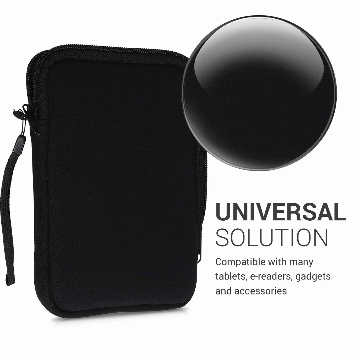 kwmobile Neoprenowe etui na czytnik e-booków rozmiar 15.2 cm – uniwersalne etui na e-booki z zamkiem błyskawicznym – czarne