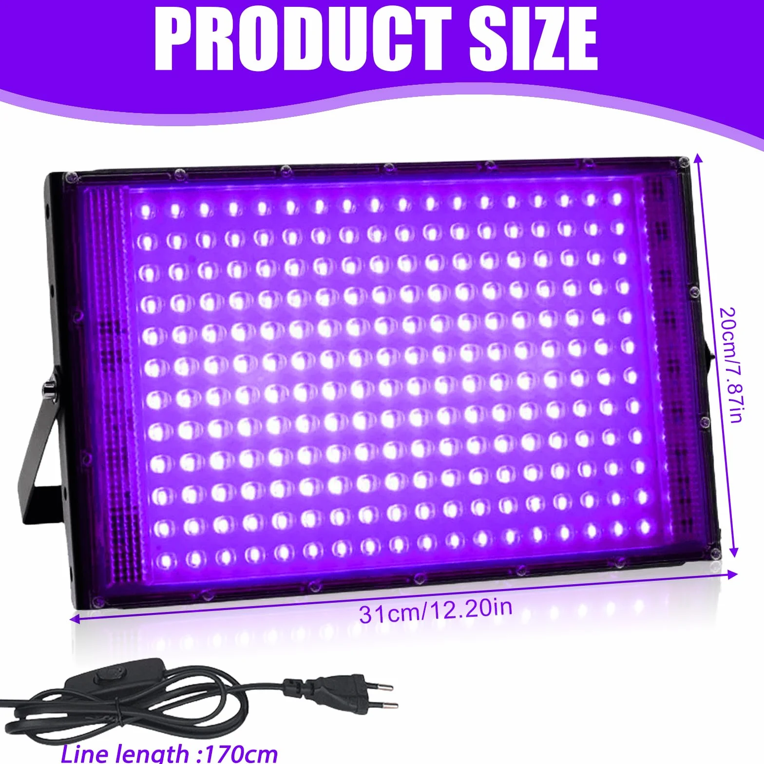 Asfrode Czarne światło UV, 150 W, reflektor LED, reflektor UV z wtyczką, oświetlenie imprezowe, do baru, dyskoteki, neonowe kolory, oświetlenie sceniczne, fluorescencyjne