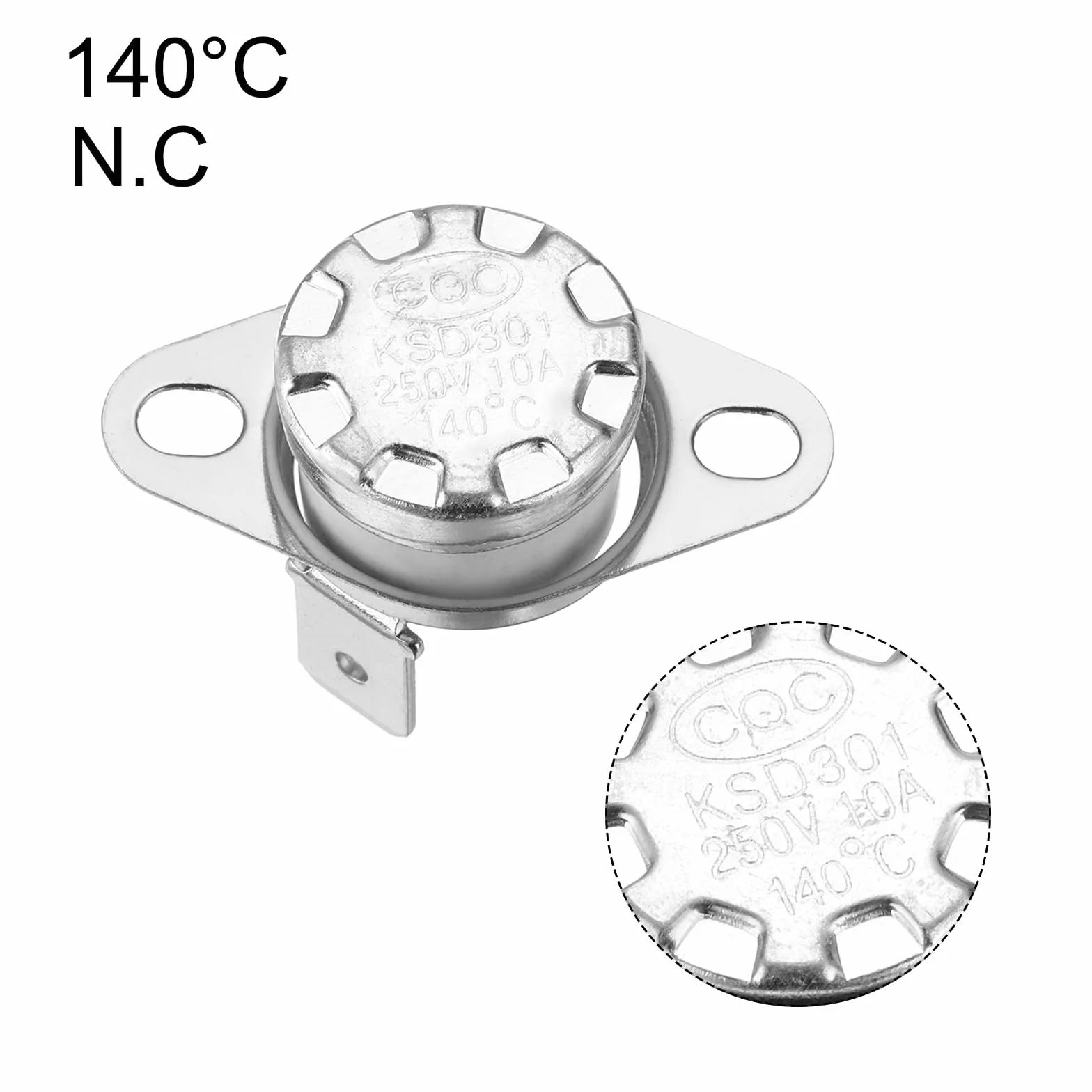 QUARKZMAN KSD301 termostat 140°C/284°F 10 A normalnie zamknięty NC, przełącznik temperatury do kuchenki mikrofalowej, piekarnika, ekspresu do kawy, 2 sztuki, materiał ceramiczny