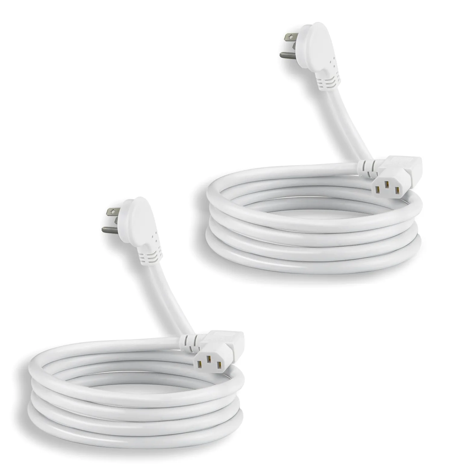 POWERCORDS Kabel zasilający do komputera 1,8 m 90 stopni płaska wtyczka pod kątem prostym IEC C13 uniwersalny przewód zasilający PC 16AWG kątowy przewód zasilający AC