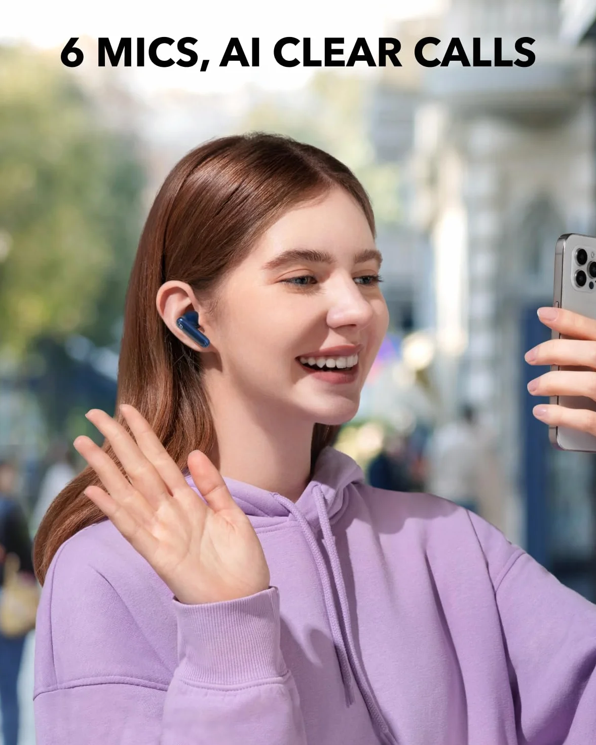 soundcore P40i Anker, Bezprzewodowe słuchawki douszne z redukcją szumów, Adaptacyjna redukcja szumów do otoczenia, Mocarne basy, 60-godzinny czas odtwarzania, Etui 2 w 1 i stojak,IPX5,Bluetooth