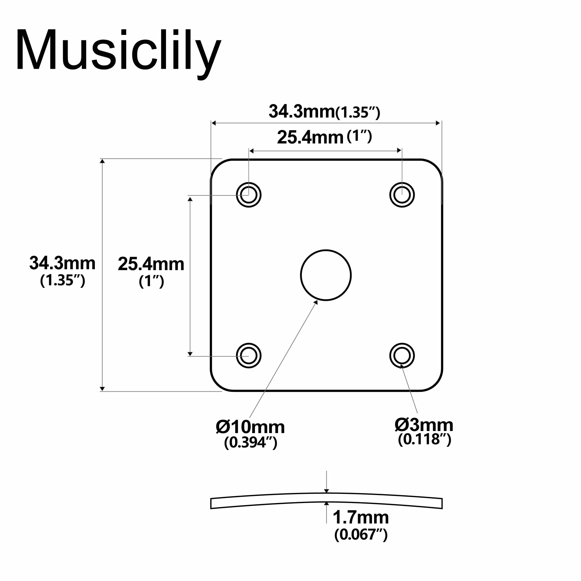 Musiclily Pro Plastikowa Zakrzywiony Płytka Gniazda Jack do Gitary USA Les Paul Epiphone Les Paul, Kremowy(2 szt.)