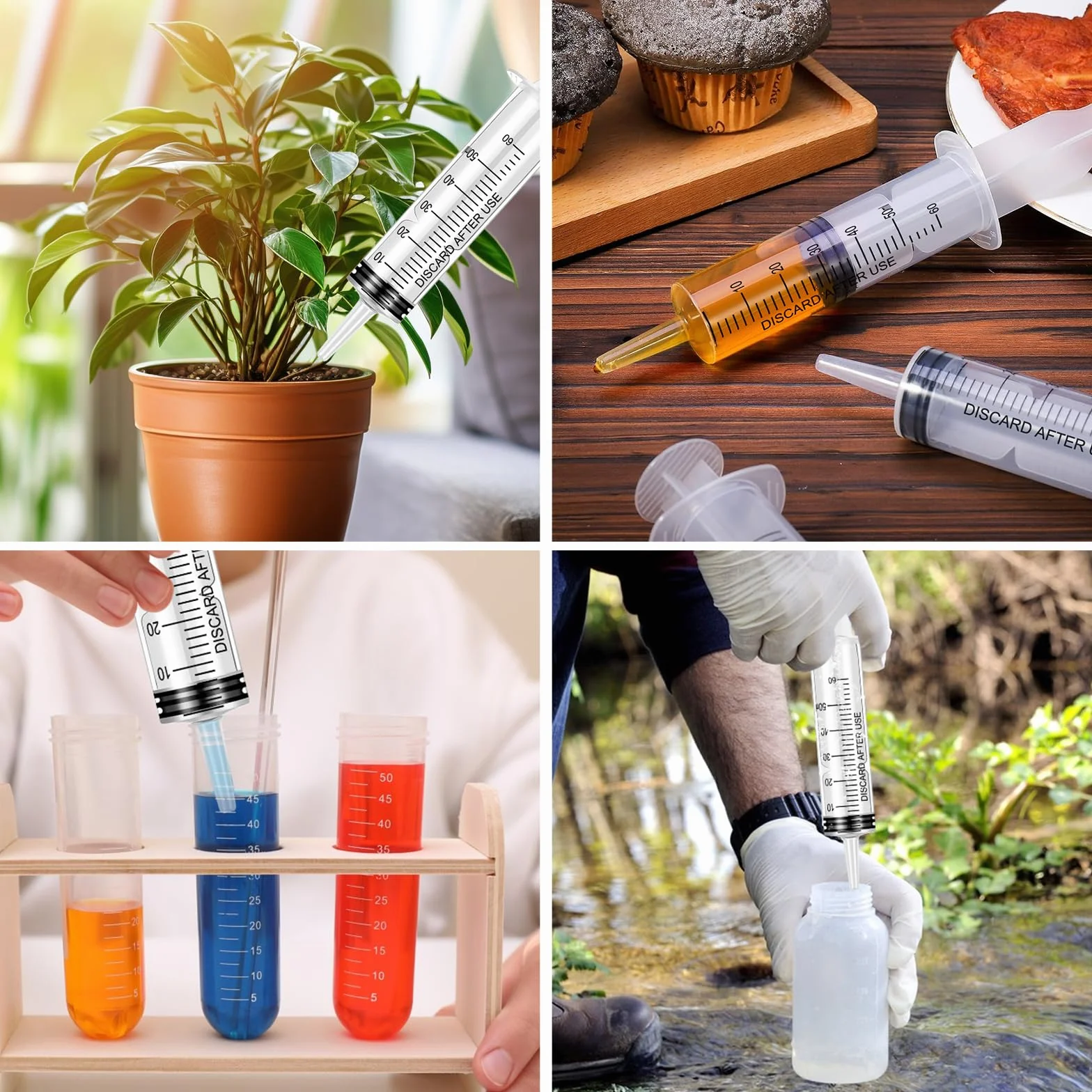 6 strzykawek 60 ml, duże strzykawki do laboratoriów naukowych bez igły do napełniania i pomiaru oleju aplikator cieczy do karmienia zwierząt laboratoriów naukowych