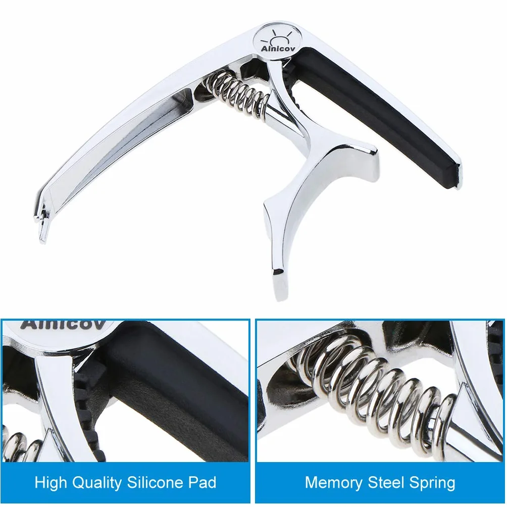 Alnicov Guitar Capo Clip, zacisk do strojenia gitary elektrycznej z narzędziem do wyciągania kołków do gitar, basów, ukulele