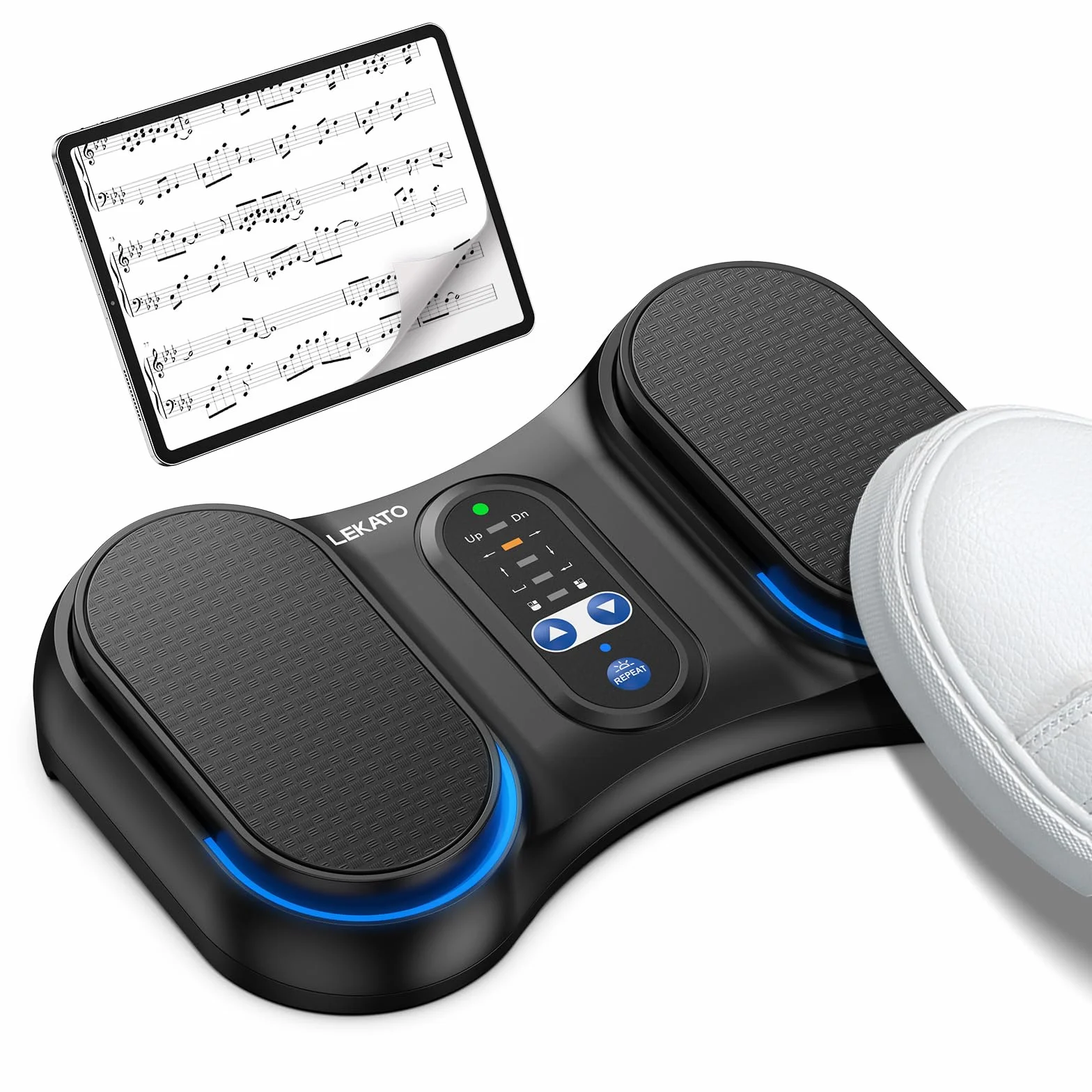 LEKATO obracania stron Bluetooth, bezprzewodowy przełącznik nożny do telefonu, tabletów, przenośny nożny, kompatybilny z systemem Android i iOS
