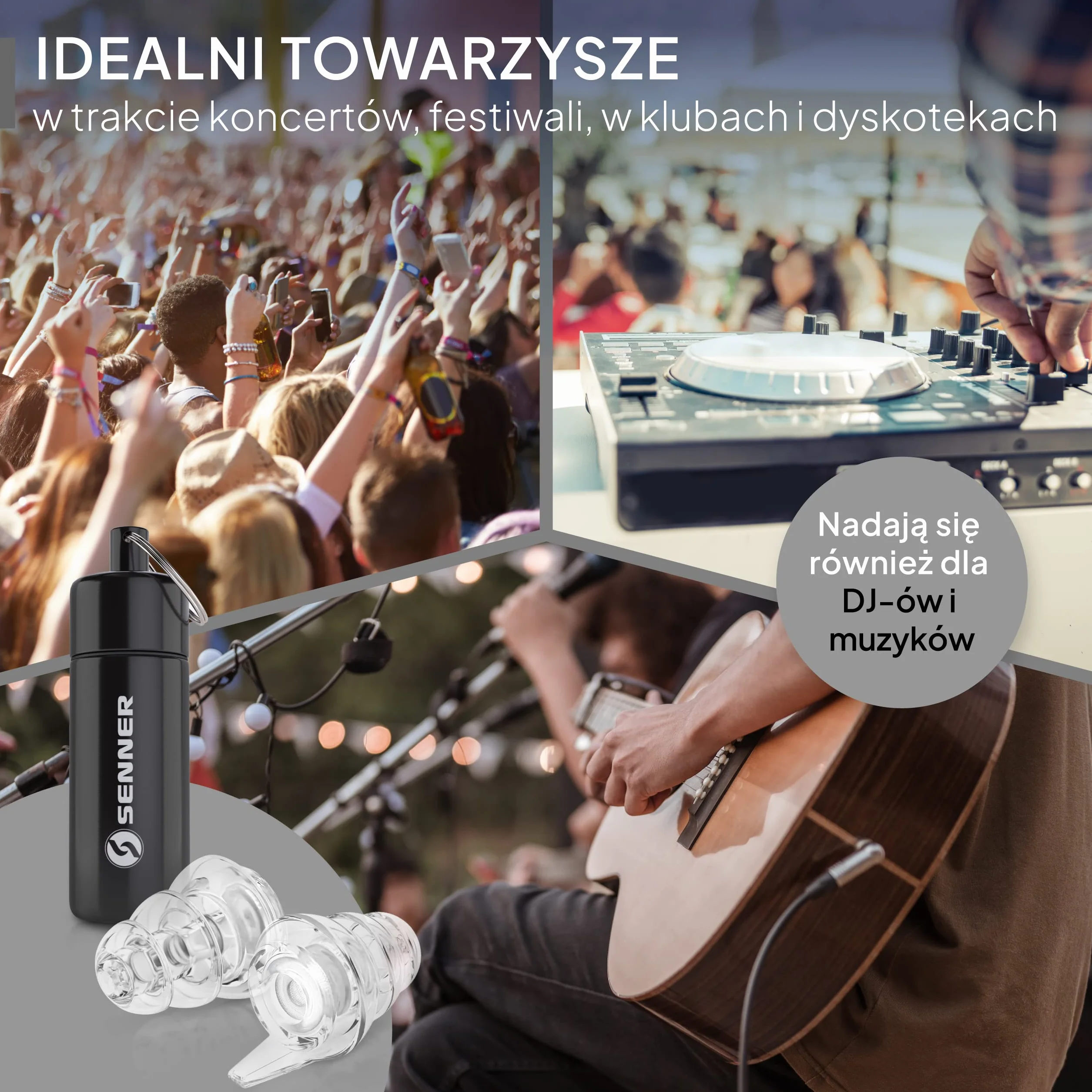 Senner MusicPro - ochronniki słuchu na festiwale, koncerty i dyskoteki, aluminiowy pojemnik, przezroczysty/przezroczysty - zatyczki do uszu/ochrony słuchu dorośli