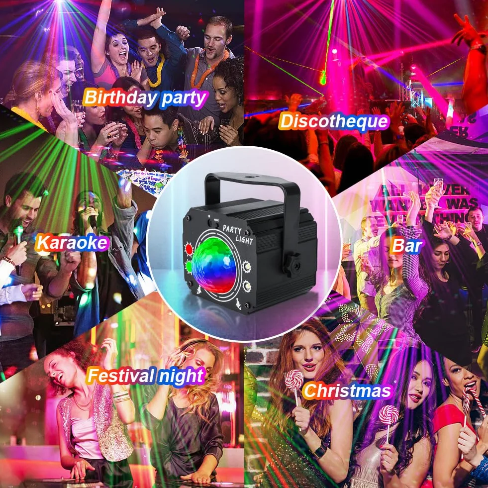 URAQT Kula dyskotekowa, światło imprezowe z pilotem zdalnym, 60 trybów, sterowanie muzyką, kabel USB 2 m, 360° RGB, oświetlenie imprezowe do klubu