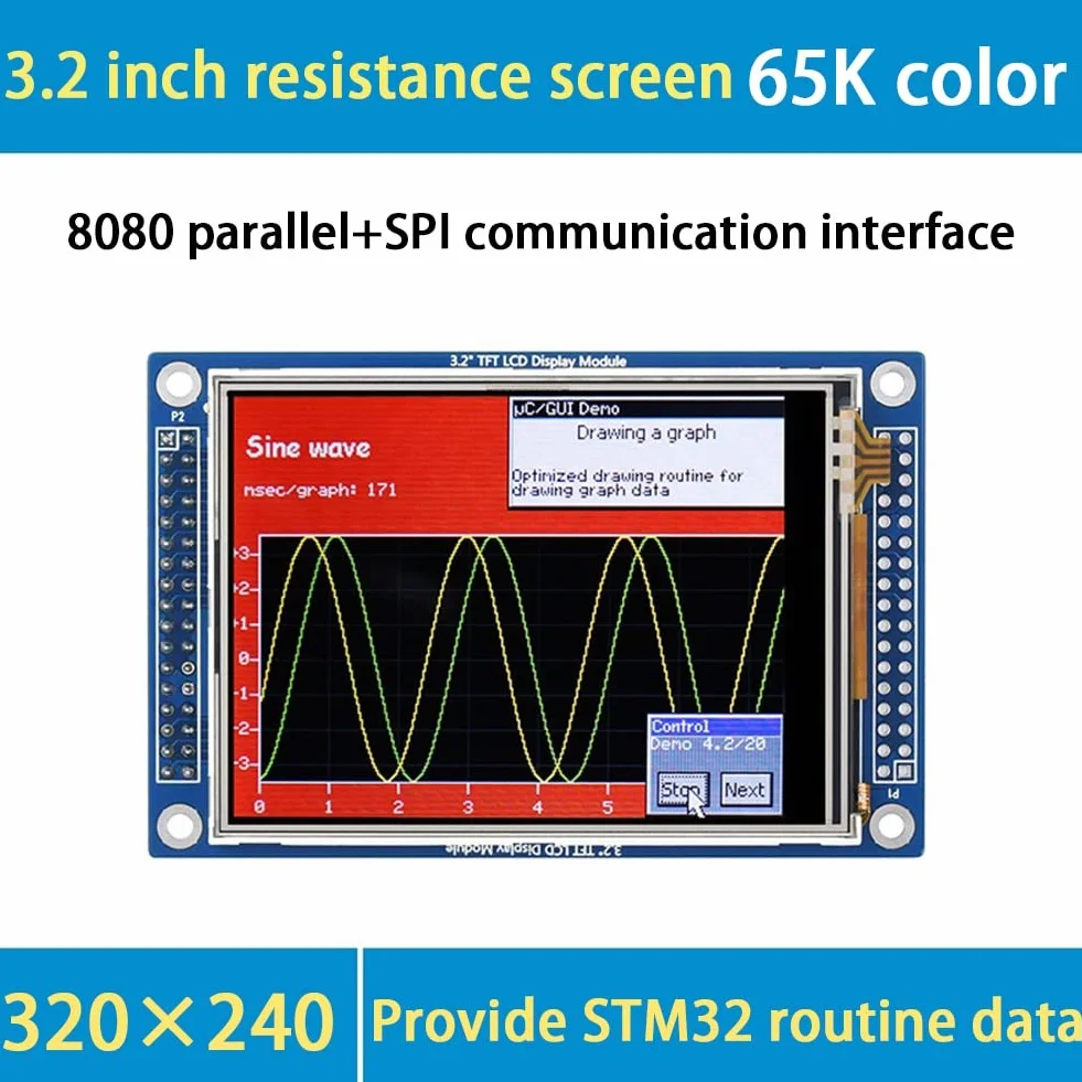 1 sztuka moduł wyświetlacza TFT-LCD moduł wyświetlacza 3,2 moduł wyświetlacza 320 x 240 pikseli ILI9341 8080 równoległy + SPI 3,3 V LCD 65K rezystor kolorów ekran dotykowy
